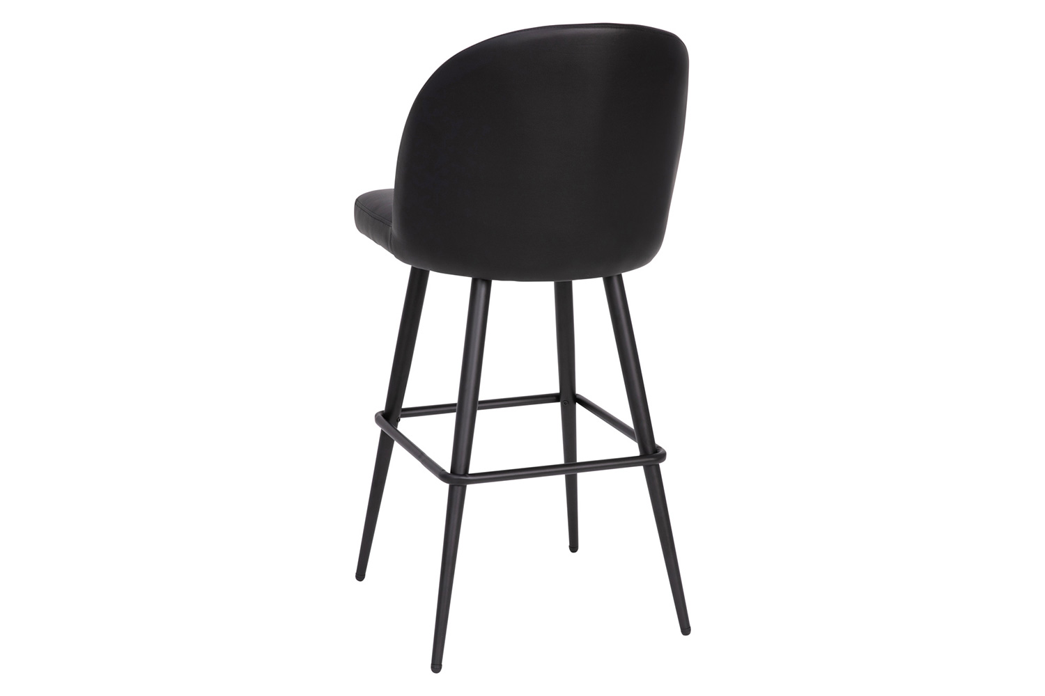 BLNK Lyla Commercial LeatherSoft High Back Modern Armless Bar Stools with Contoured Backrest, Steel Frame and Integrated Footrest Set of 2 - Black