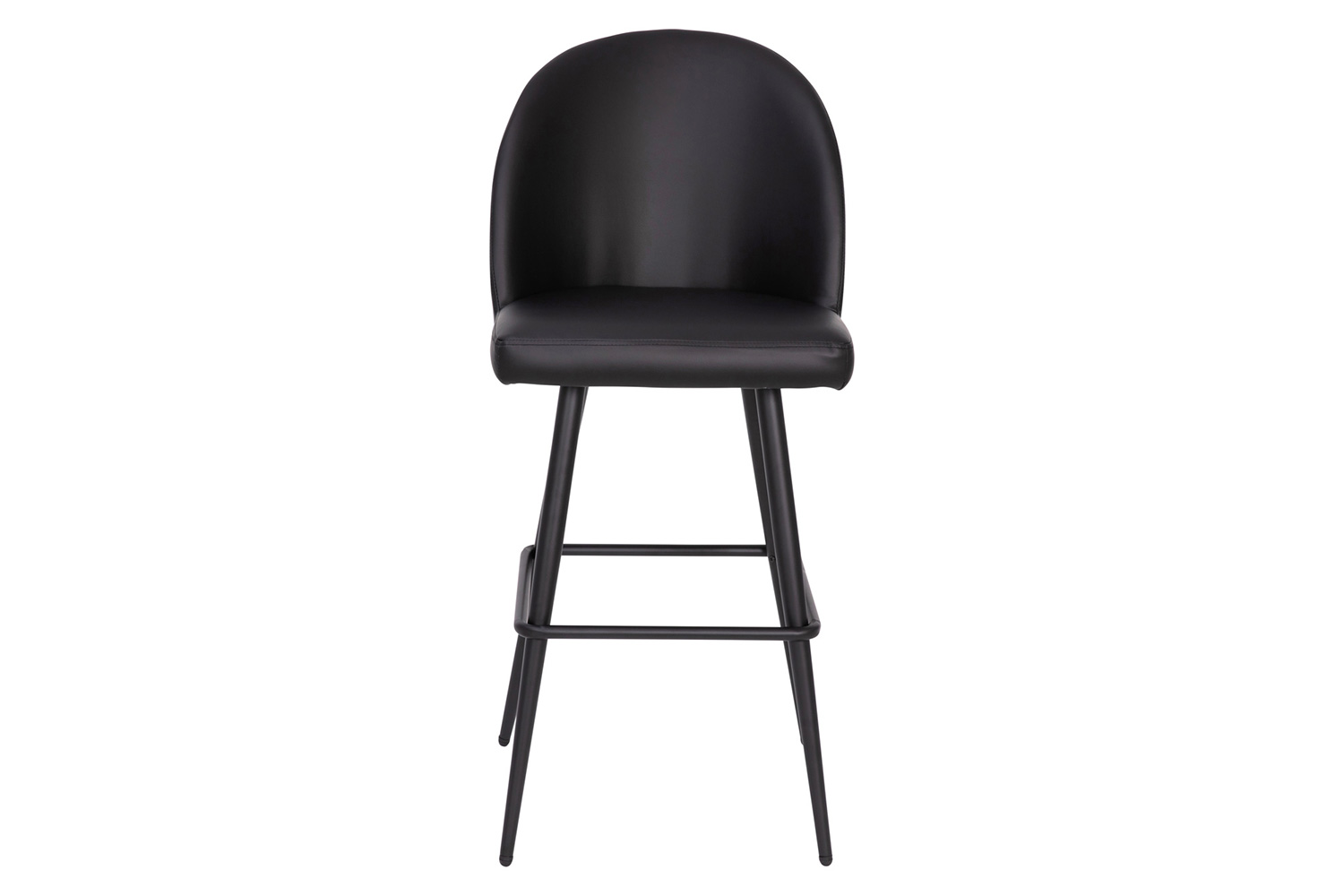 BLNK Lyla Commercial LeatherSoft High Back Modern Armless Bar Stools with Contoured Backrest, Steel Frame and Integrated Footrest Set of 2 - Black