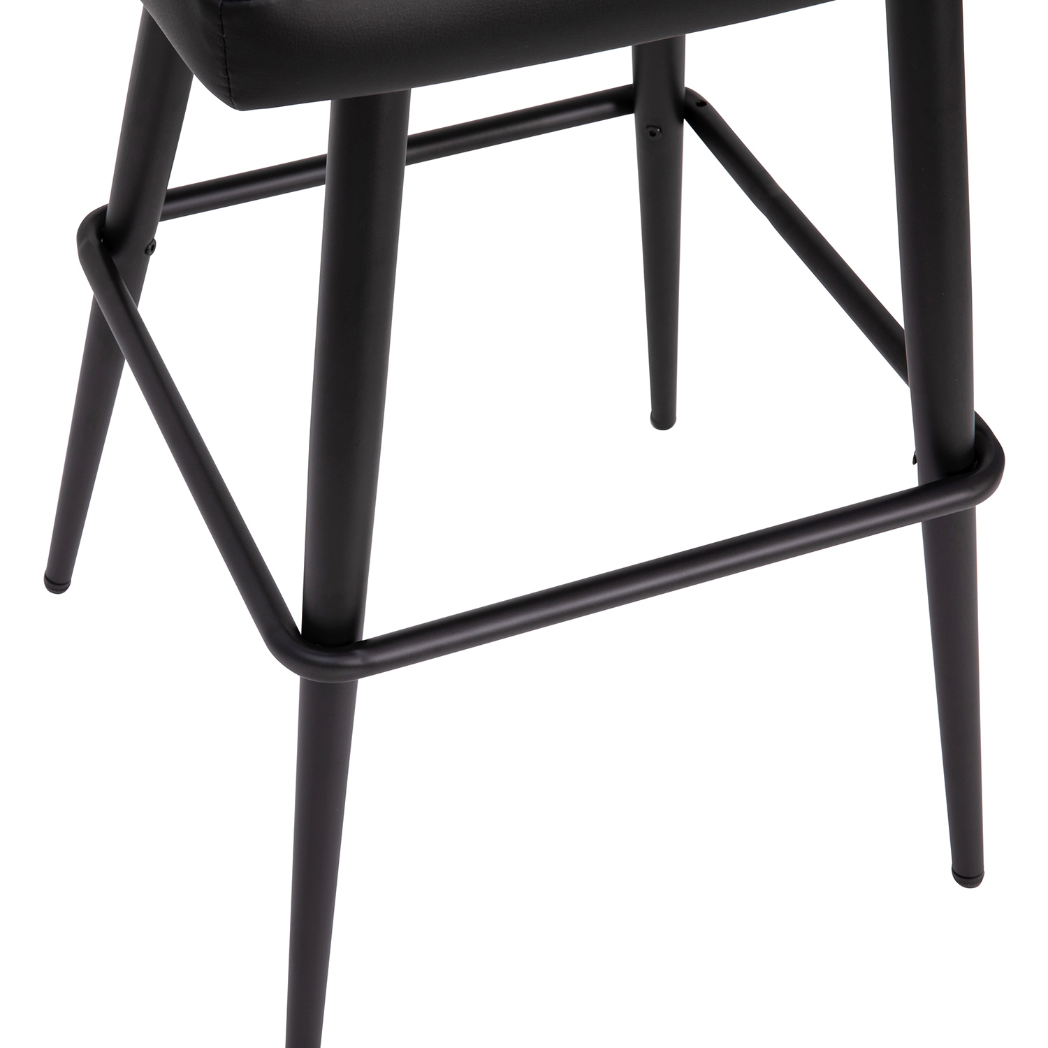 BLNK Lyla Commercial LeatherSoft High Back Modern Armless Bar Stools with Contoured Backrest, Steel Frame and Integrated Footrest Set of 2 - Black