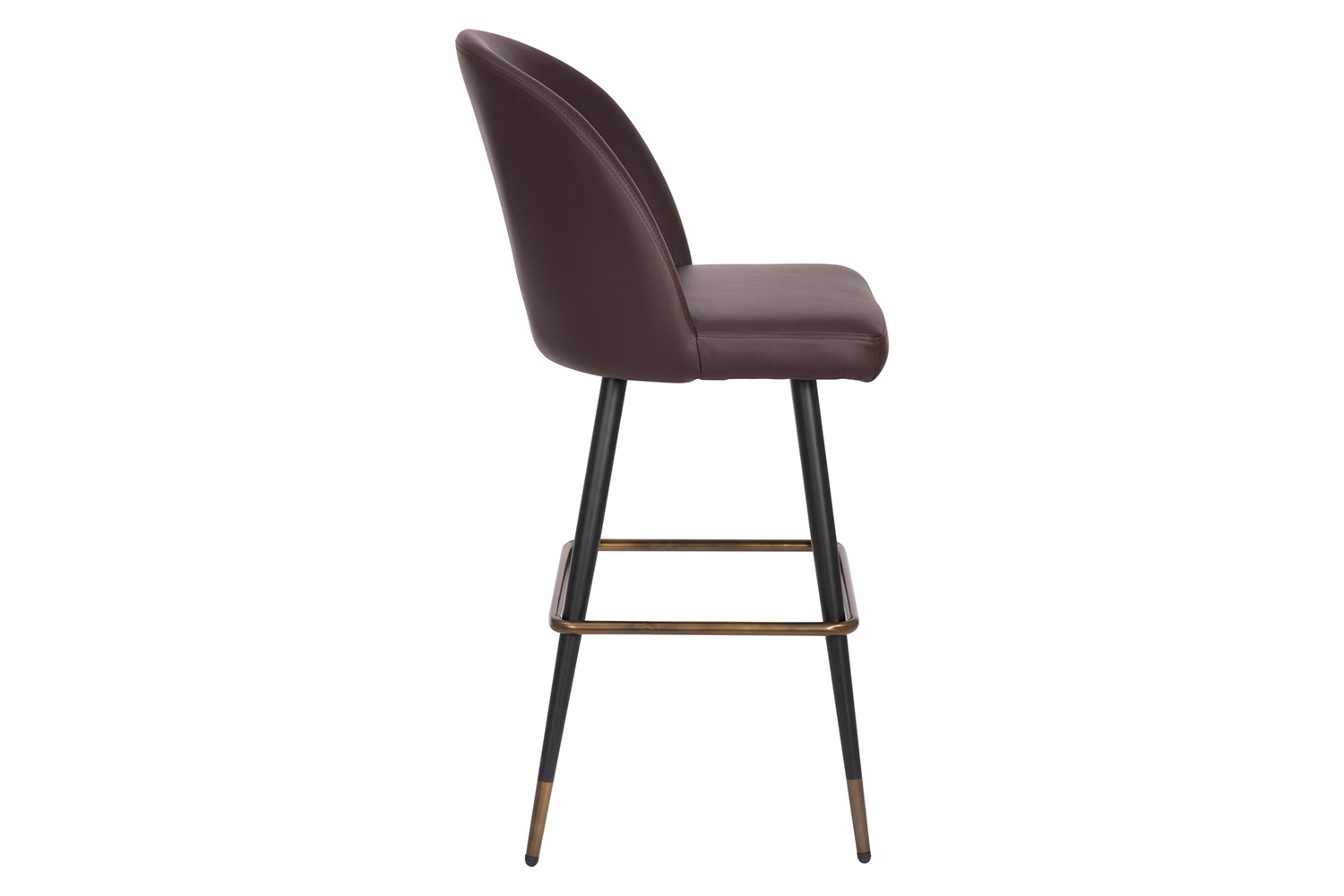 BLNK Lyla Commercial LeatherSoft High Back Modern Armless Bar Stools with Contoured Backrest, Steel Frame and Integrated Footrest Set of 2 - Brown