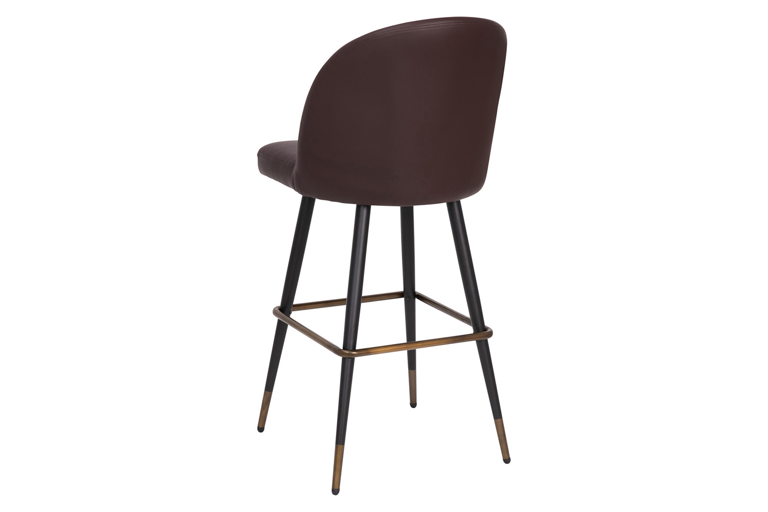 BLNK Lyla Commercial LeatherSoft High Back Modern Armless Bar Stools with Contoured Backrest, Steel Frame and Integrated Footrest Set of 2 - Brown