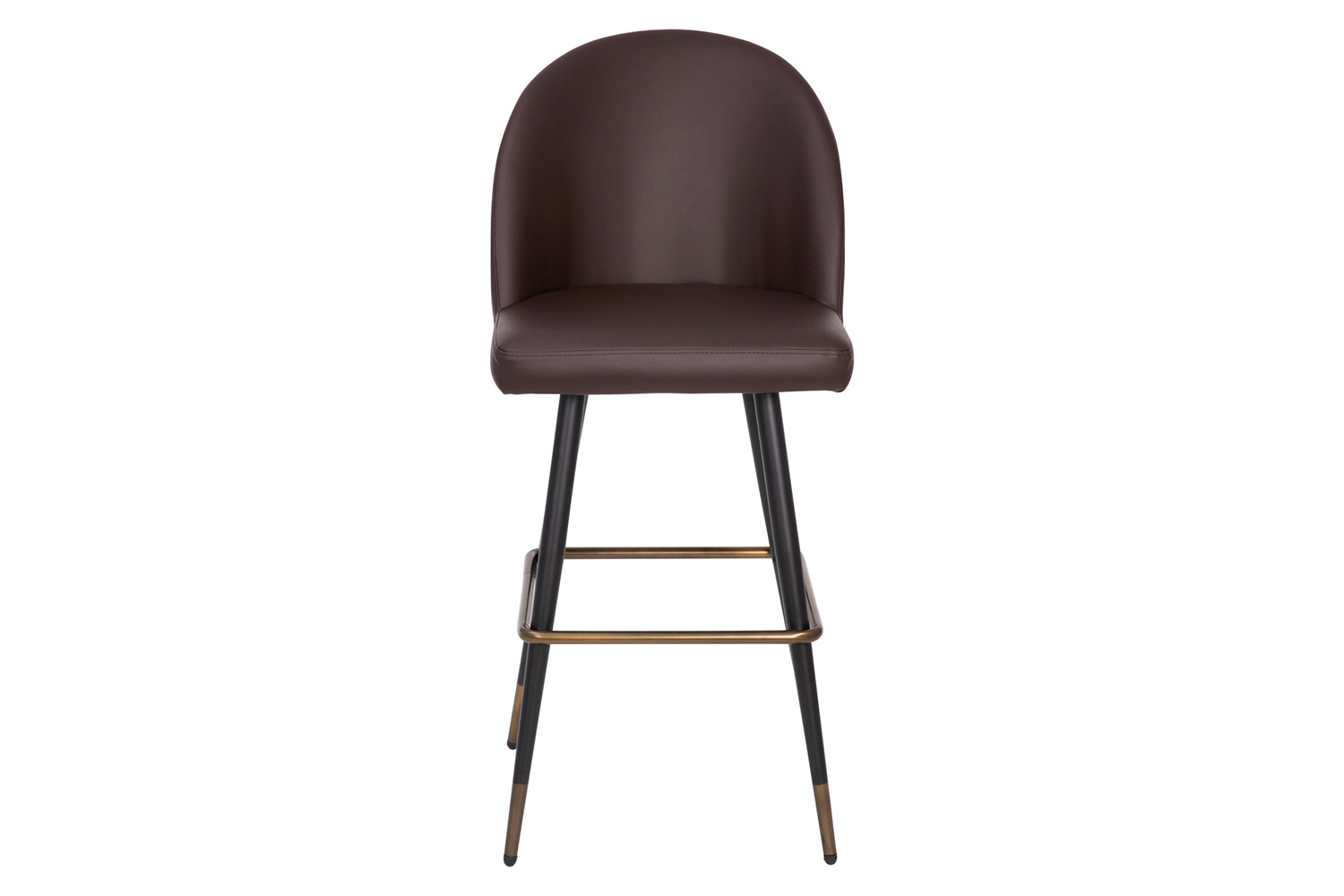 BLNK Lyla Commercial LeatherSoft High Back Modern Armless Bar Stools with Contoured Backrest, Steel Frame and Integrated Footrest Set of 2 - Brown