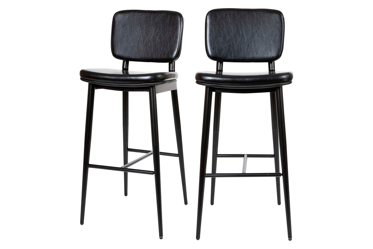 BLNK Kenzie Commercial LeatherSoft Mid-Back Bar Stools Set of 2 - Black