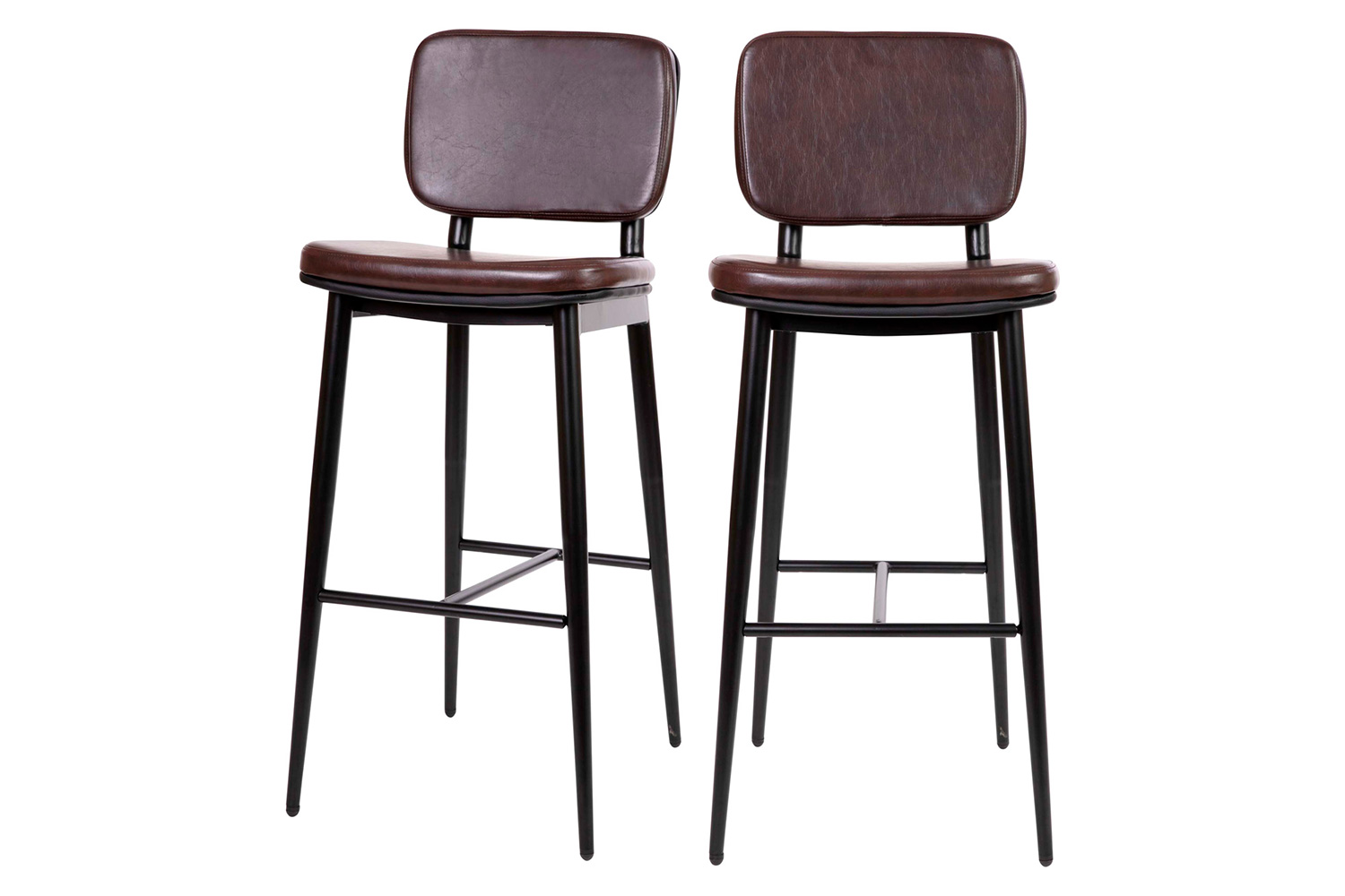 BLNK Kenzie Commercial LeatherSoft Mid-Back Bar Stools Set of 2 - Brown