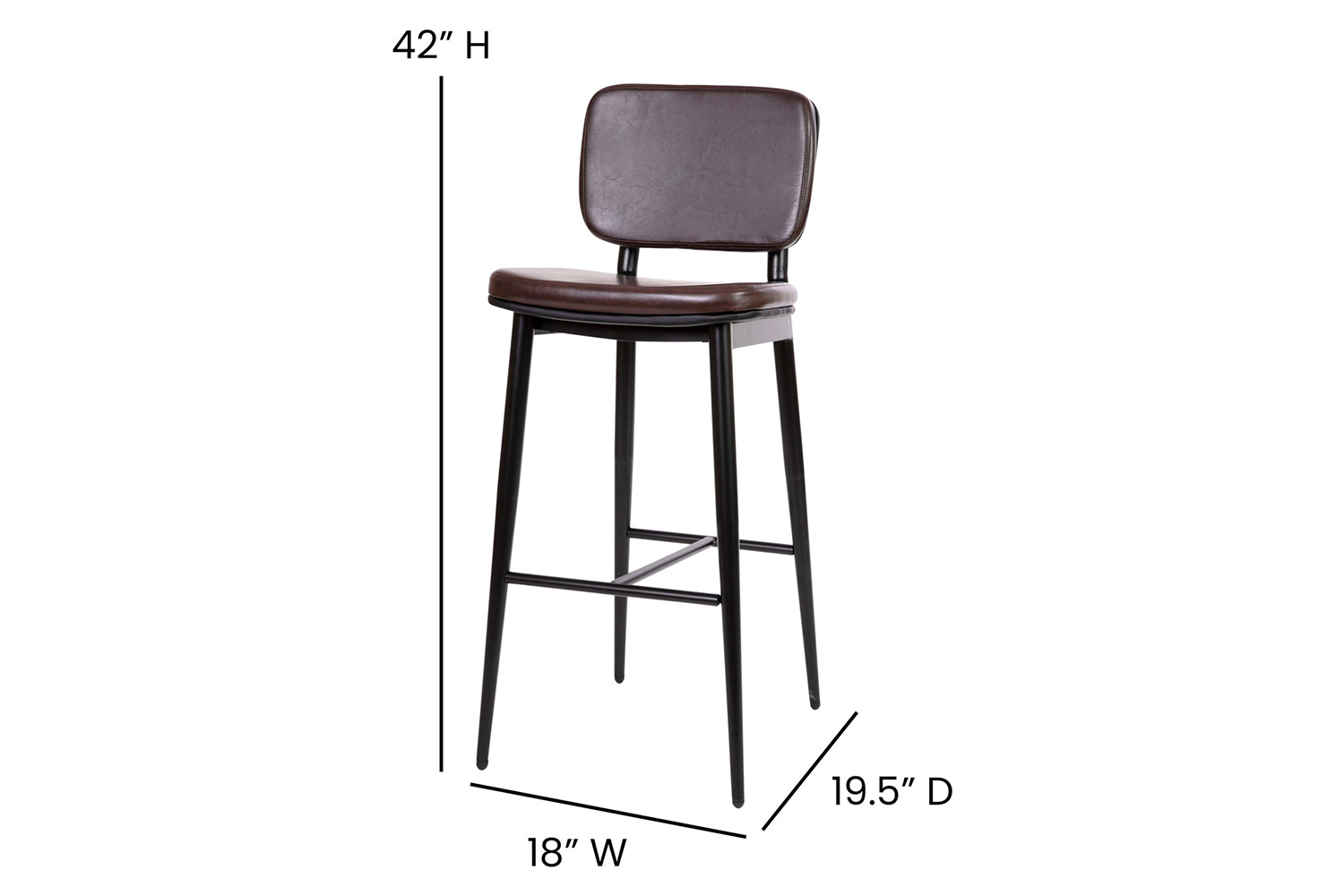 BLNK Kenzie Commercial LeatherSoft Mid-Back Bar Stools Set of 2 - Brown