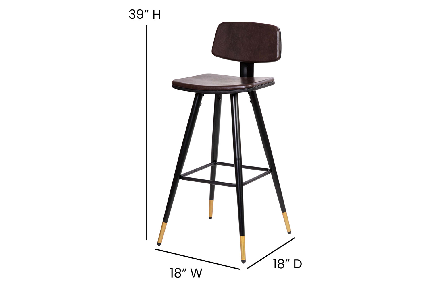 BLNK™ Kora Commercial LeatherSoft Low Back Bar Stools Set of 2 - Brown