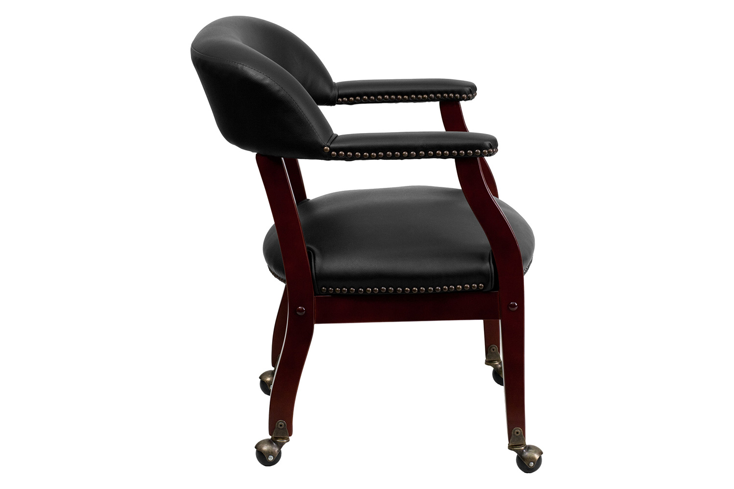 BLNK™ Sarah Vinyl Luxurious Conference Chair with Accent Nail Trim and Casters - Black