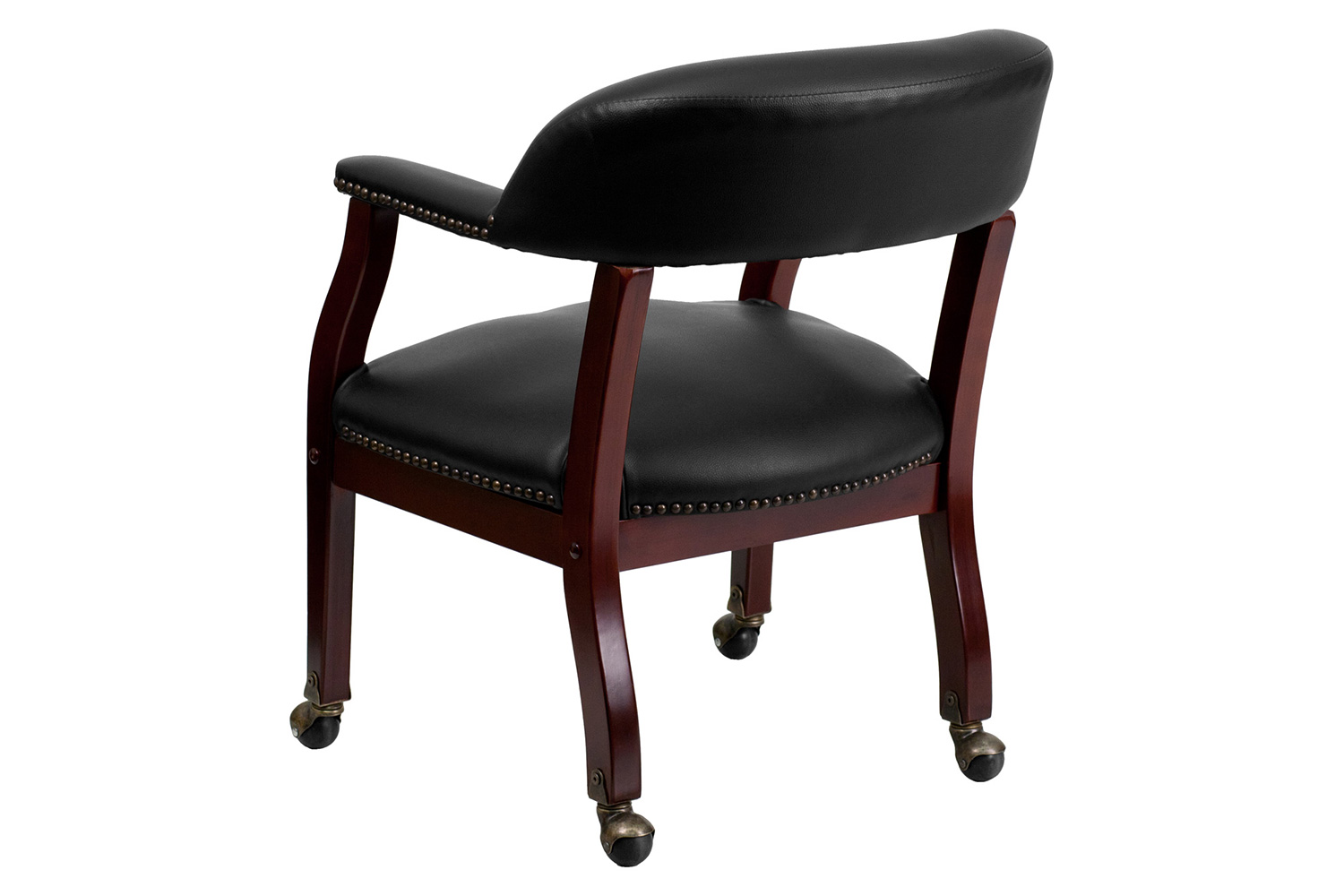 BLNK™ Sarah Vinyl Luxurious Conference Chair with Accent Nail Trim and Casters - Black