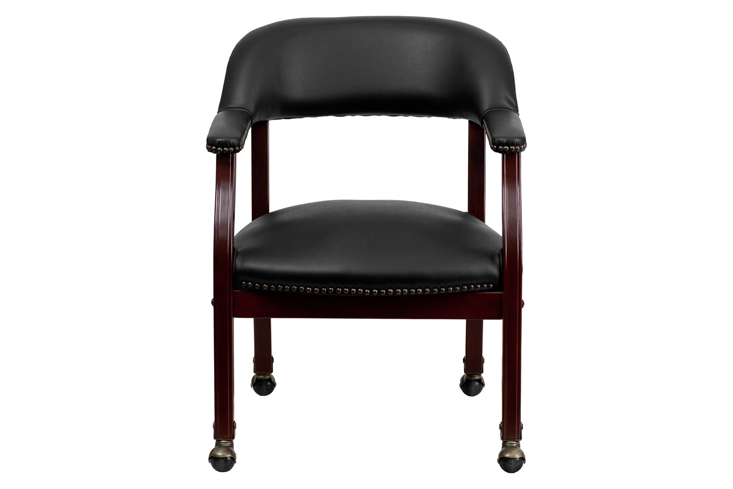 BLNK™ Sarah Vinyl Luxurious Conference Chair with Accent Nail Trim and Casters - Black