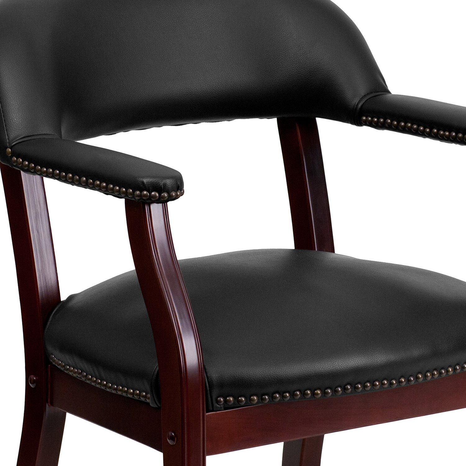 BLNK™ Sarah Vinyl Luxurious Conference Chair with Accent Nail Trim and Casters - Black