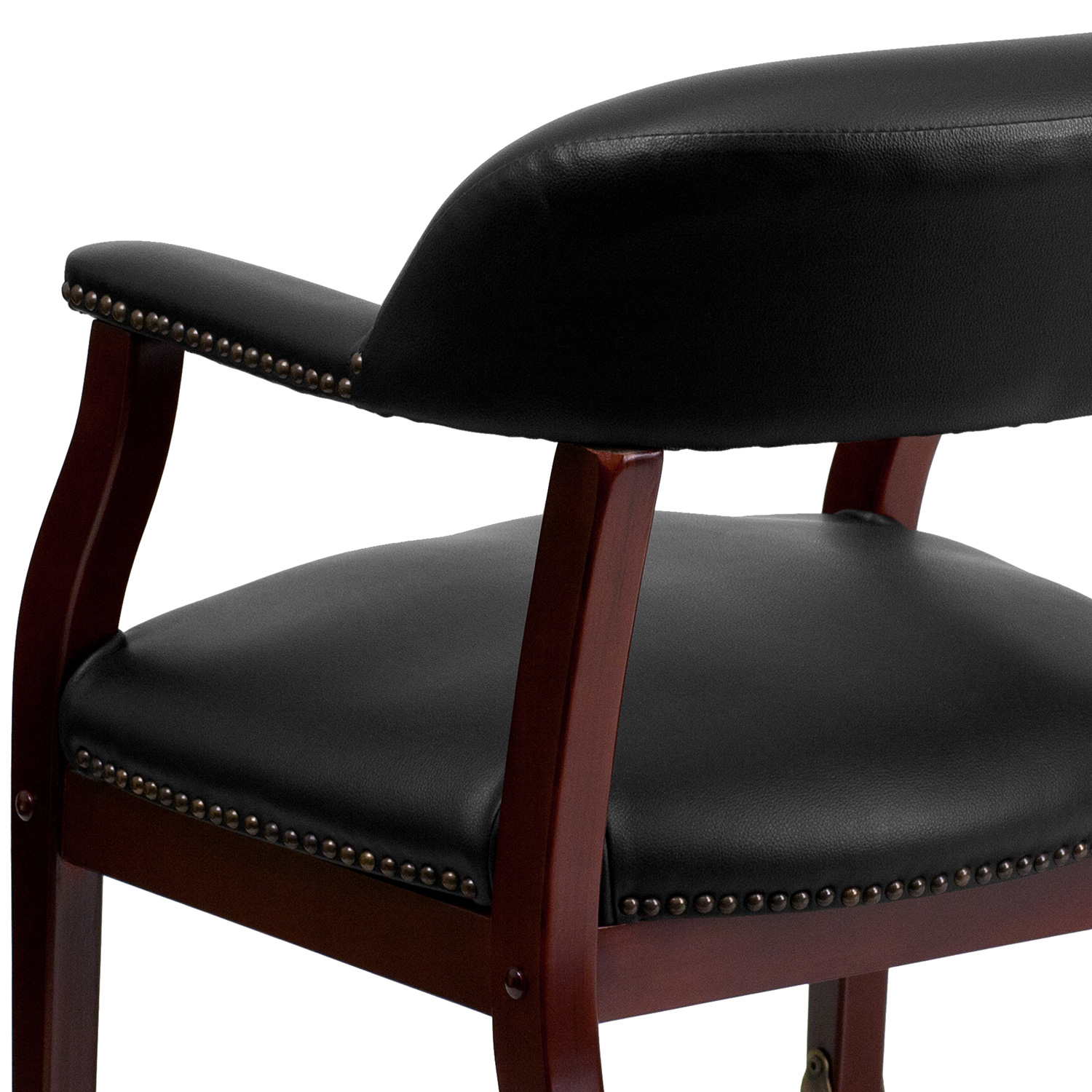 BLNK™ Sarah Vinyl Luxurious Conference Chair with Accent Nail Trim and Casters - Black