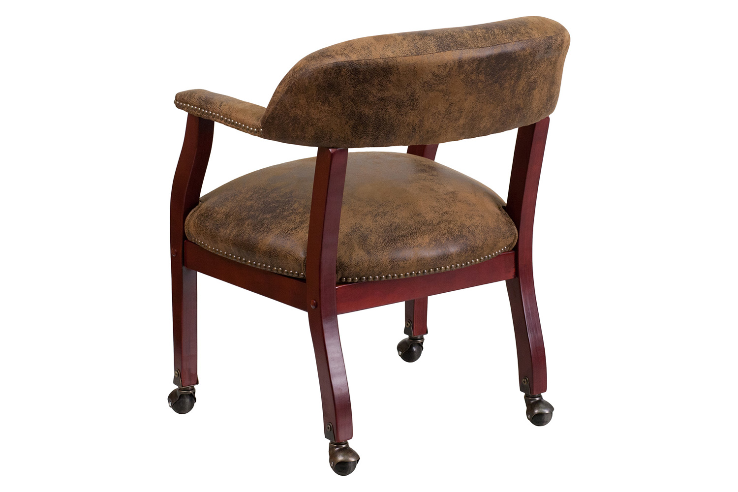 BLNK Sarah Suede Luxurious Conference Chair with Accent Nail Trim and Casters - Brown