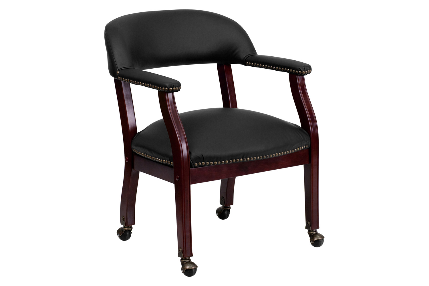 BLNK™ Diamond LeatherSoft Conference Chair with Accent Nail Trim and Casters - Black