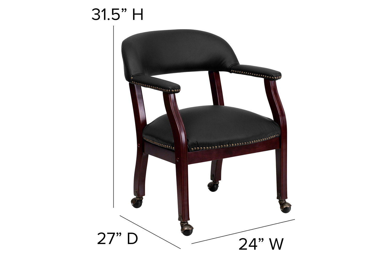 BLNK™ Diamond LeatherSoft Conference Chair with Accent Nail Trim and Casters - Black