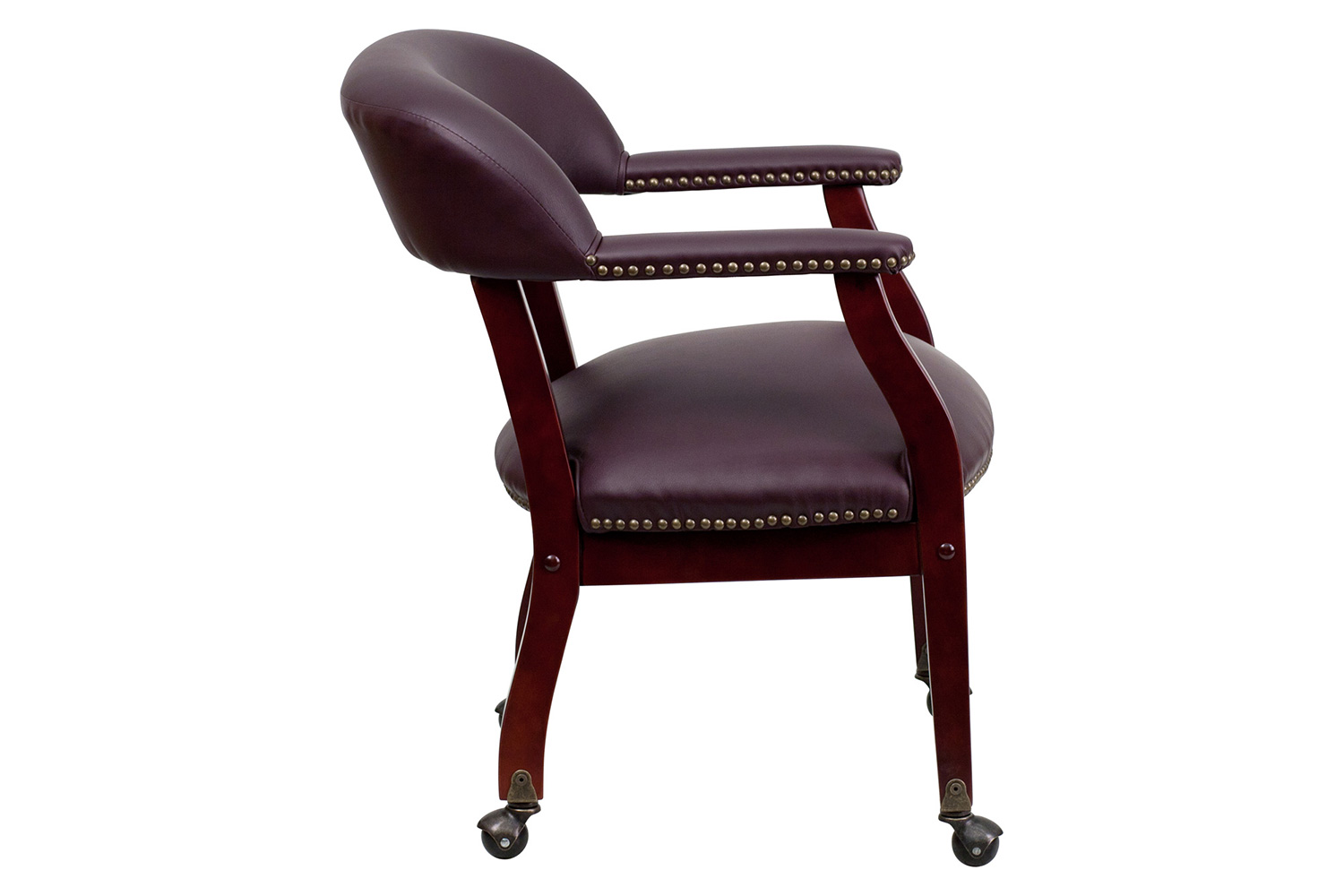 BLNK™ Diamond LeatherSoft Conference Chair with Accent Nail Trim and Casters - Burgundy