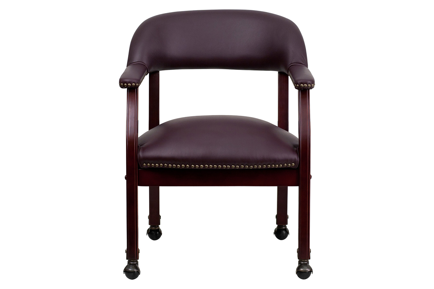 BLNK™ Diamond LeatherSoft Conference Chair with Accent Nail Trim and Casters - Burgundy