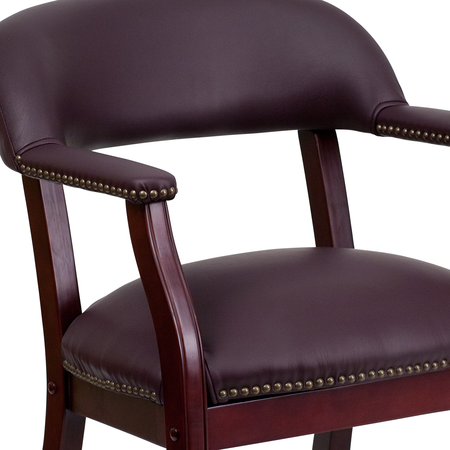 BLNK™ Diamond LeatherSoft Conference Chair with Accent Nail Trim and Casters - Burgundy