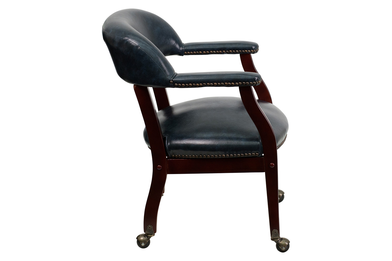 BLNK™ Sarah Vinyl Luxurious Conference Chair with Accent Nail Trim and Casters - Navy