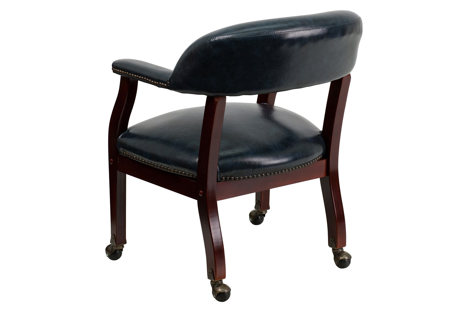 BLNK™ Sarah Vinyl Luxurious Conference Chair with Accent Nail Trim and Casters - Navy