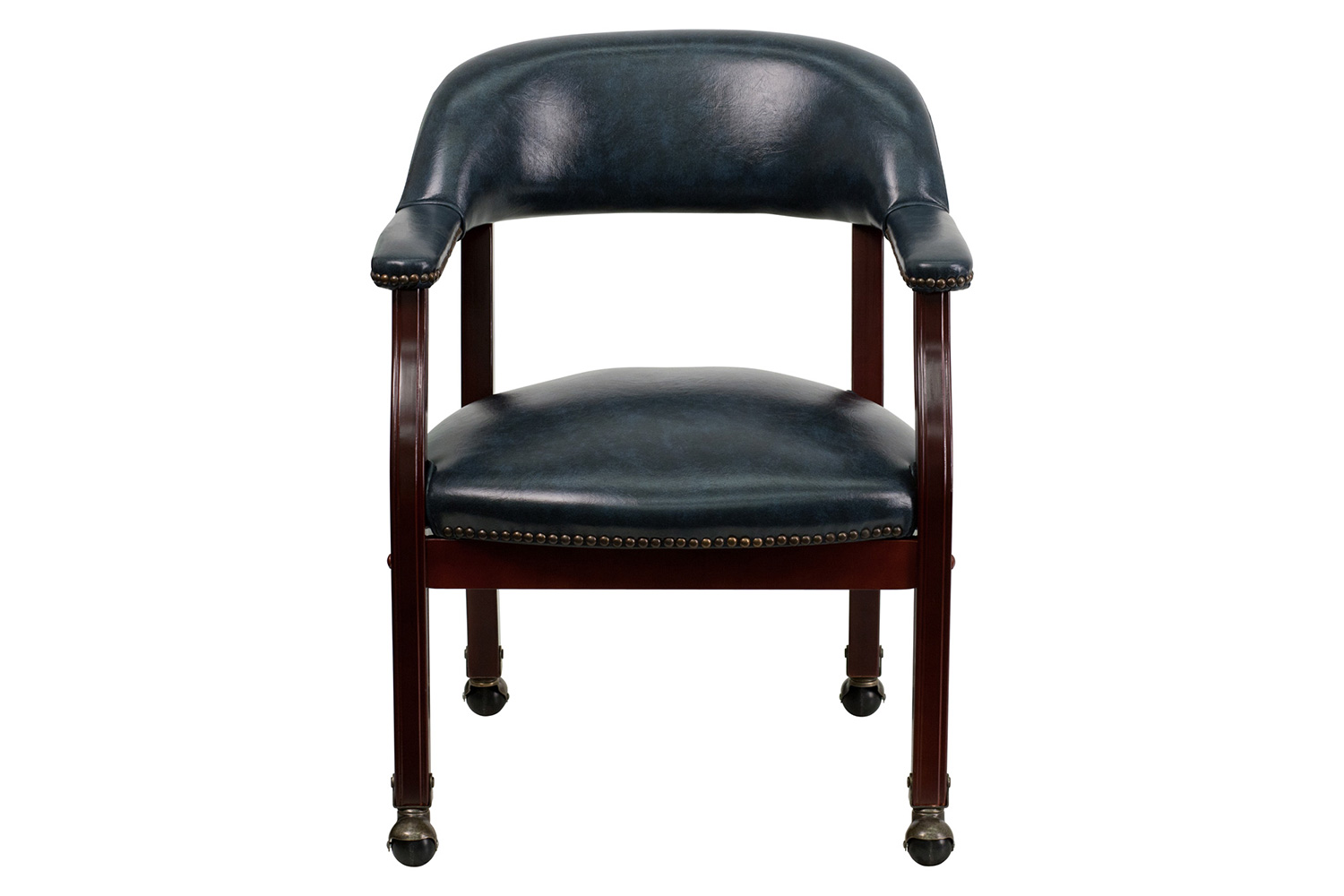 BLNK™ Sarah Vinyl Luxurious Conference Chair with Accent Nail Trim and Casters - Navy