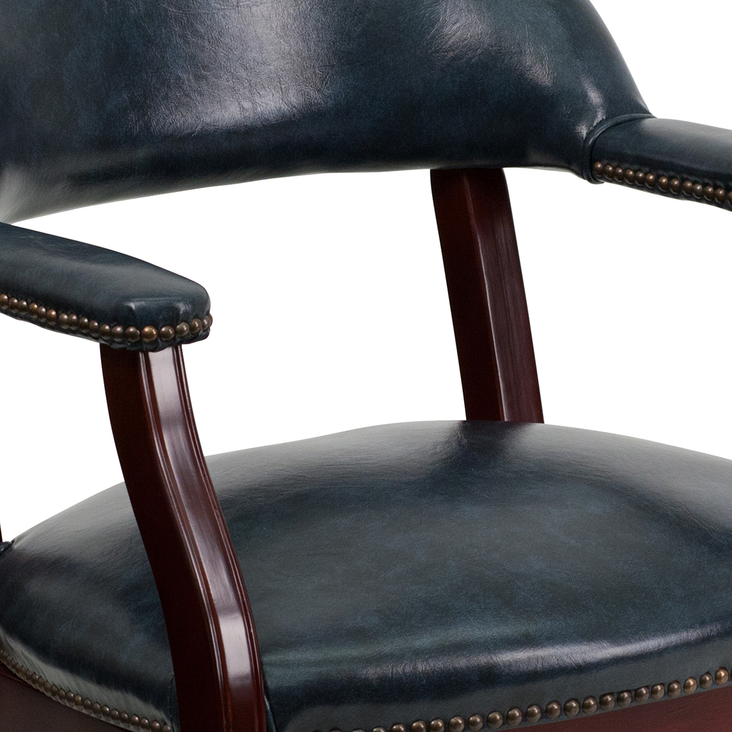 BLNK™ Sarah Vinyl Luxurious Conference Chair with Accent Nail Trim and Casters - Navy