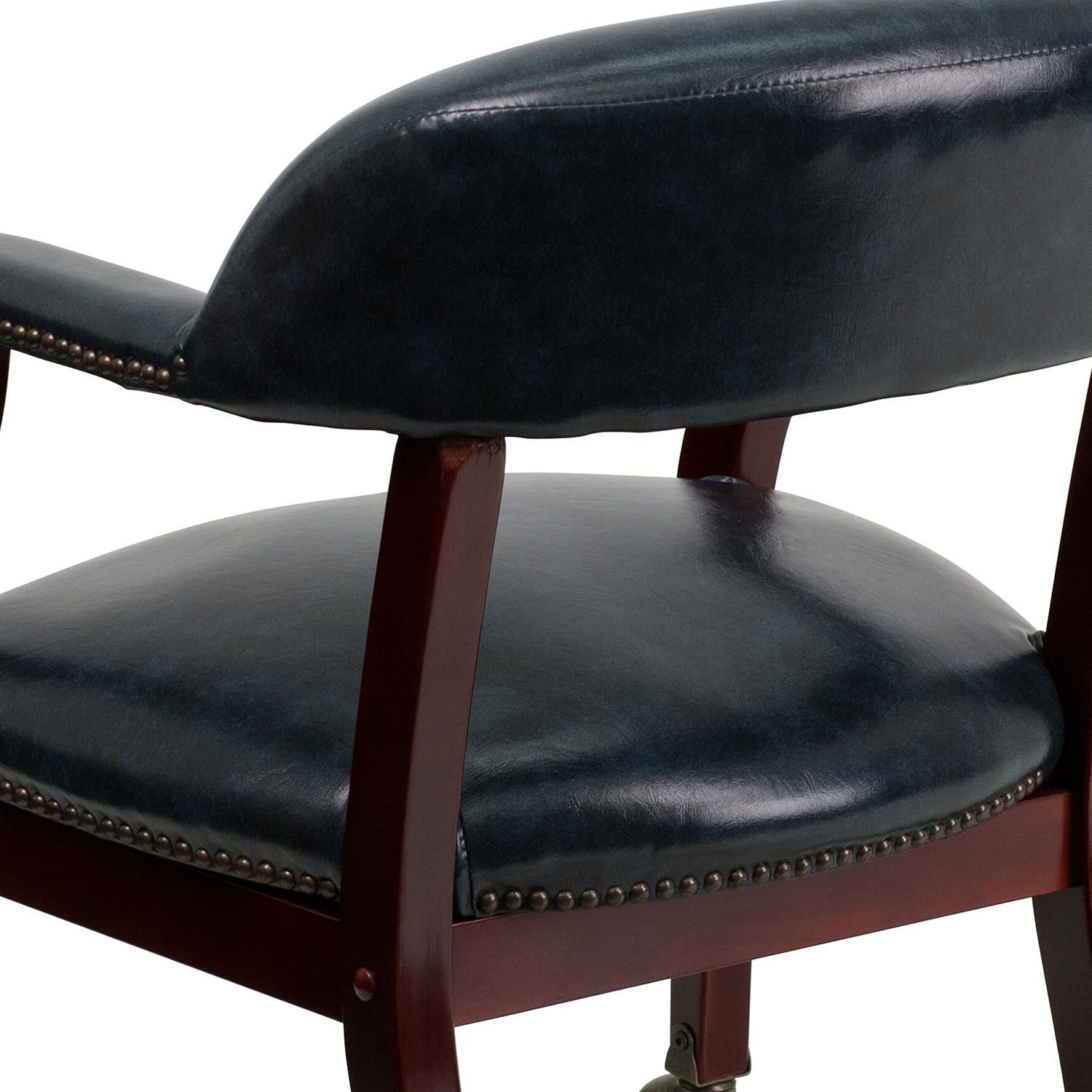 BLNK™ Sarah Vinyl Luxurious Conference Chair with Accent Nail Trim and Casters - Navy