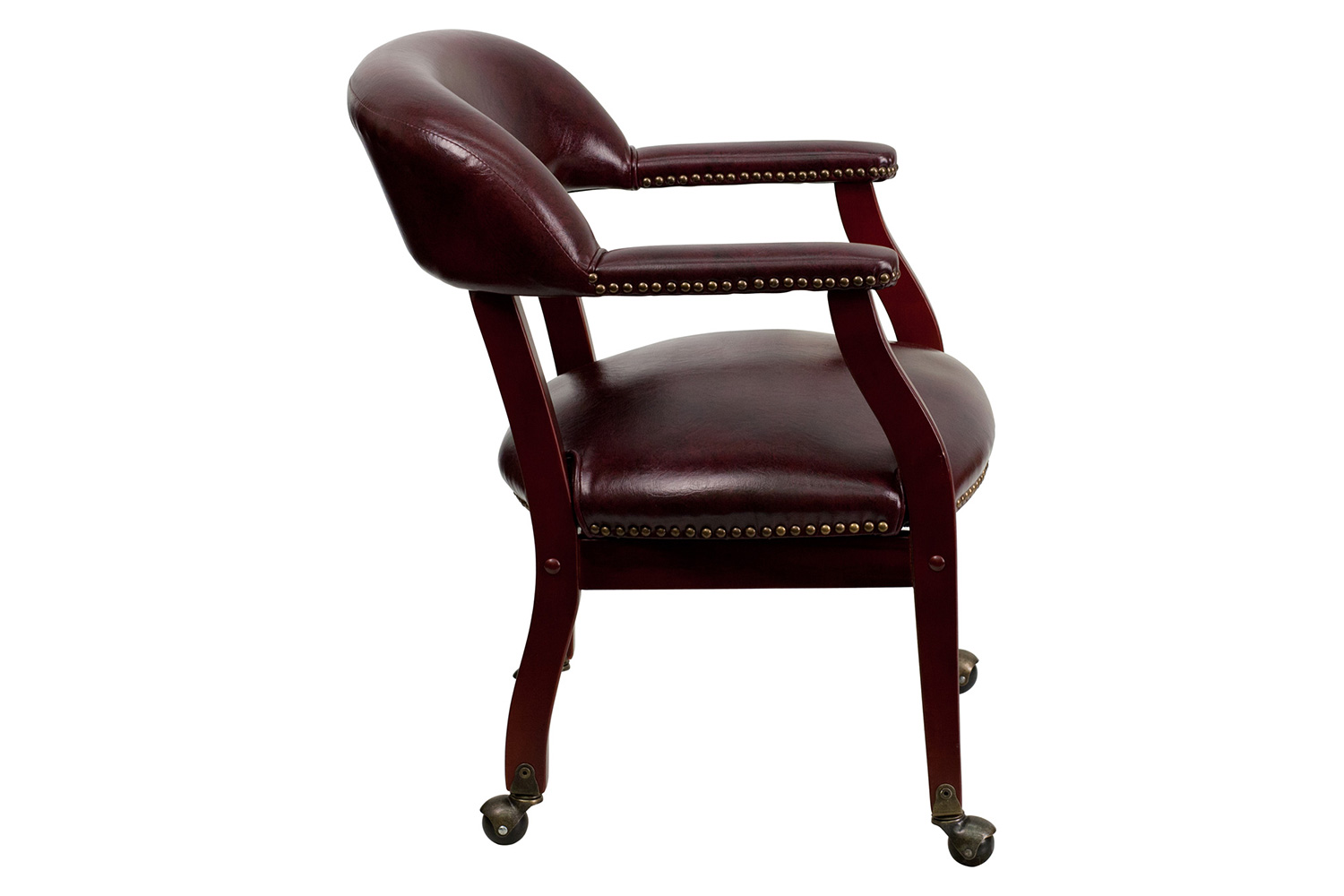 BLNK™ Sarah Vinyl Luxurious Conference Chair with Accent Nail Trim and Casters - Oxblood