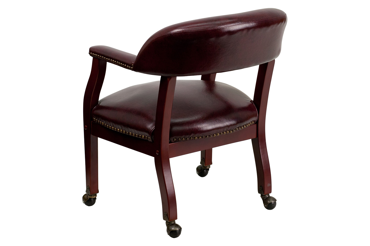 BLNK™ Sarah Vinyl Luxurious Conference Chair with Accent Nail Trim and Casters - Oxblood