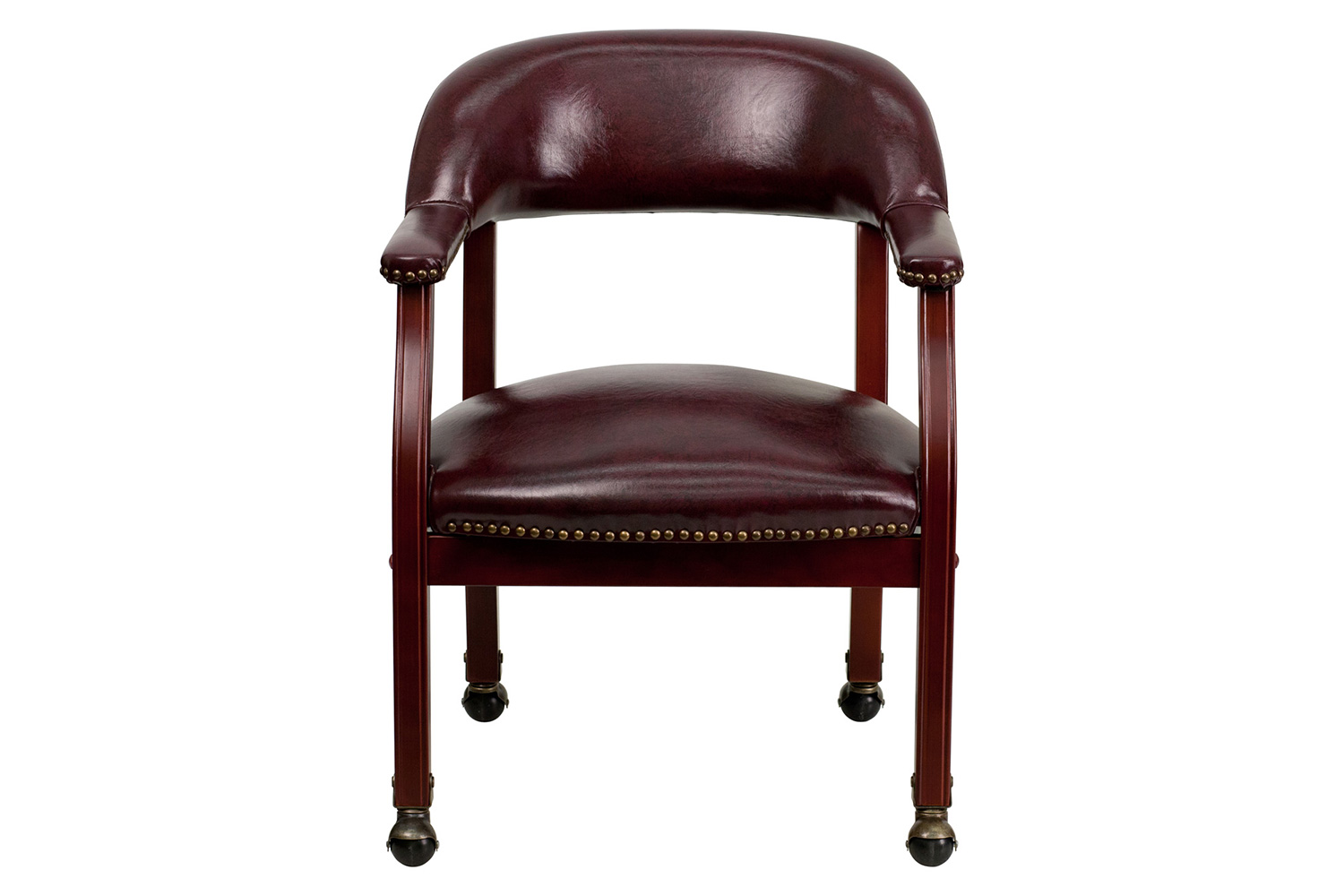 BLNK™ Sarah Vinyl Luxurious Conference Chair with Accent Nail Trim and Casters - Oxblood