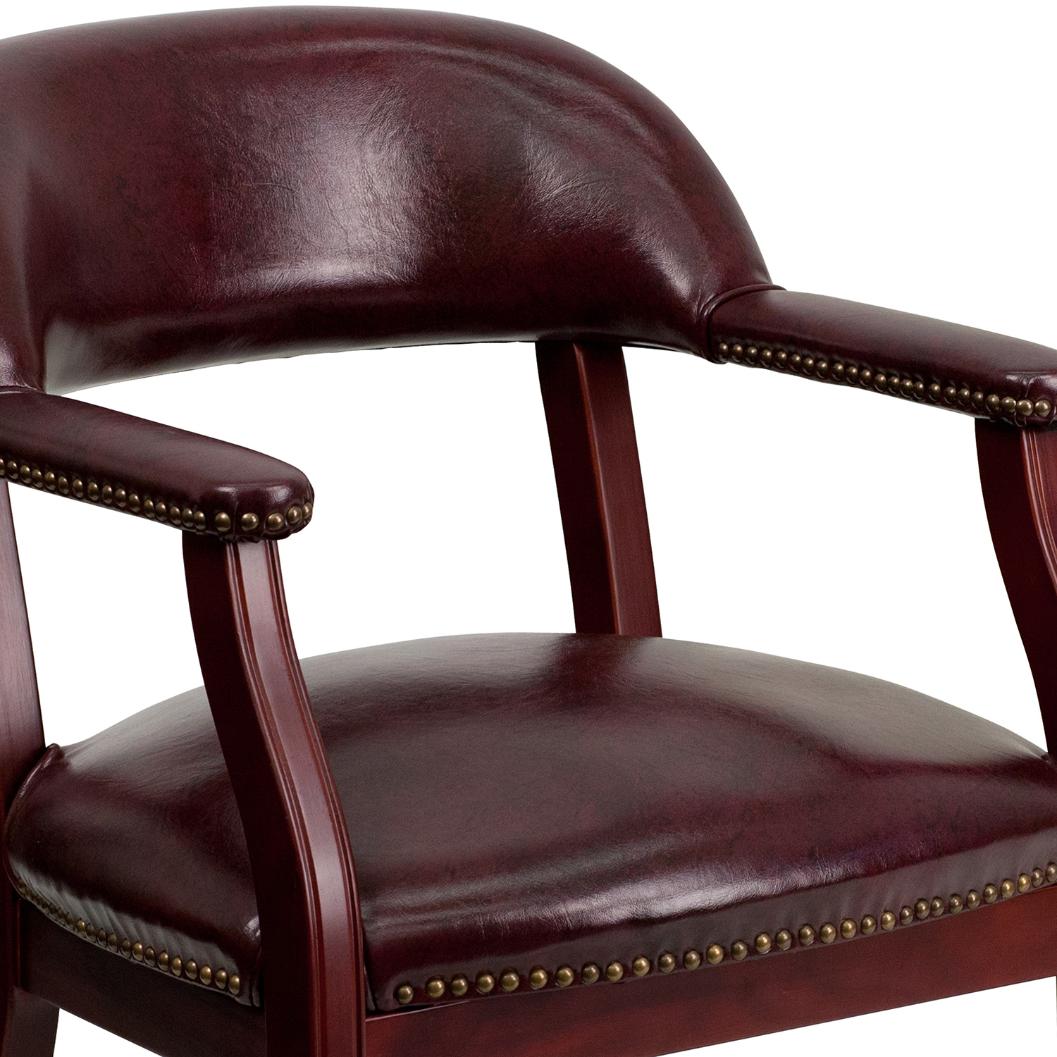 BLNK™ Sarah Vinyl Luxurious Conference Chair with Accent Nail Trim and Casters - Oxblood