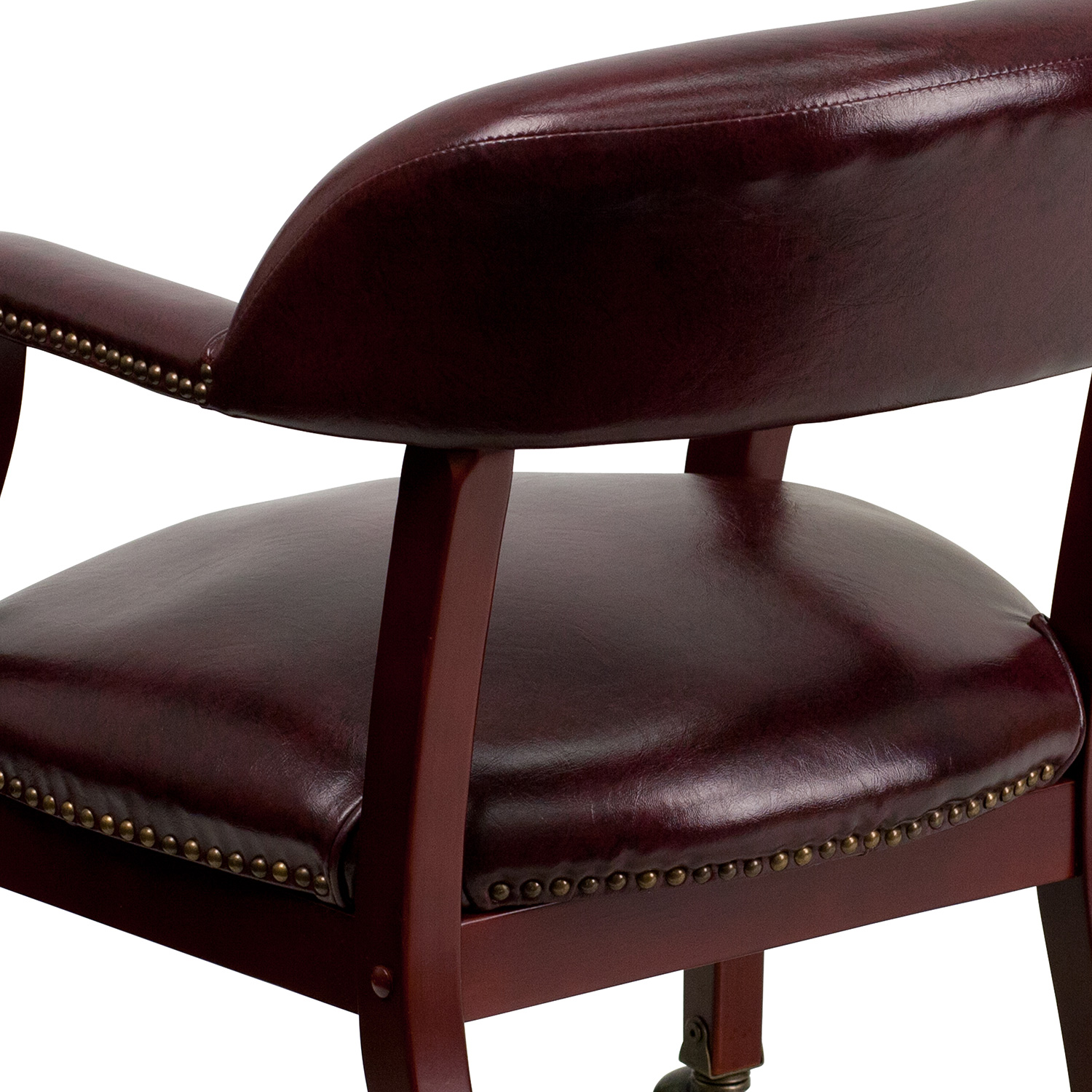 BLNK™ Sarah Vinyl Luxurious Conference Chair with Accent Nail Trim and Casters - Oxblood