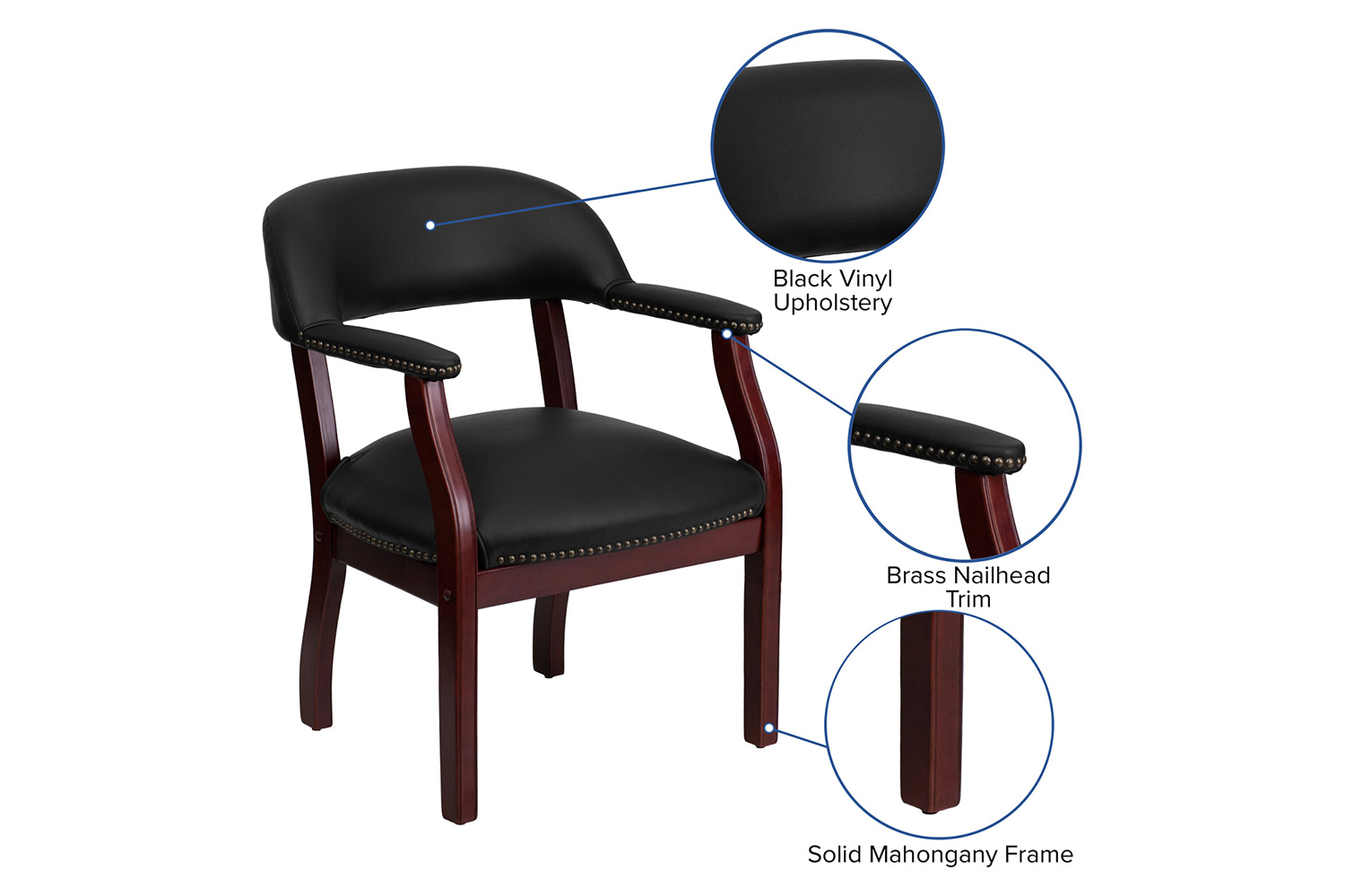 BLNK™ Diamond Vinyl Luxurious Conference Chair with Accent Nail Trim - Black