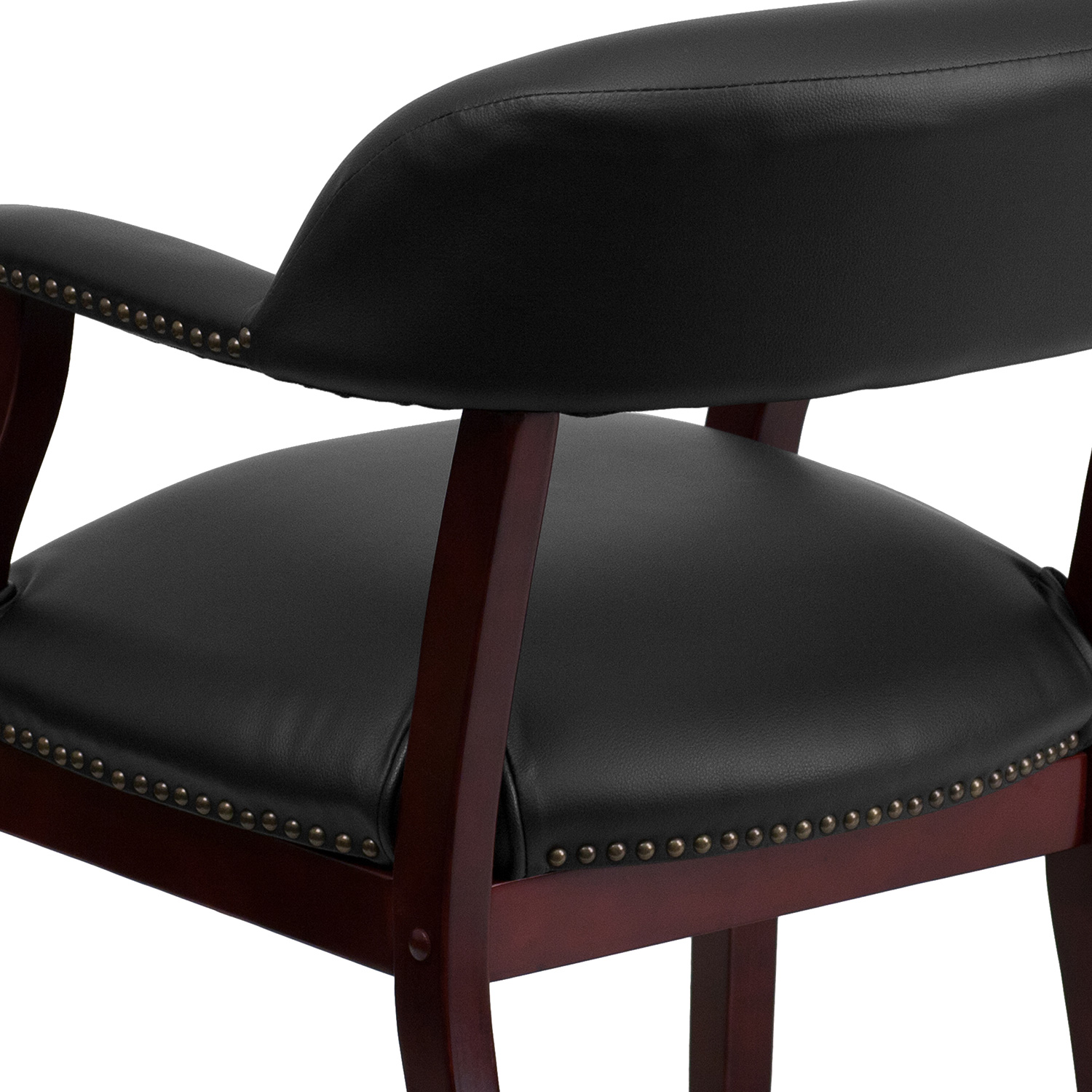 BLNK Diamond Vinyl Luxurious Conference Chair with Accent Nail Trim - Black