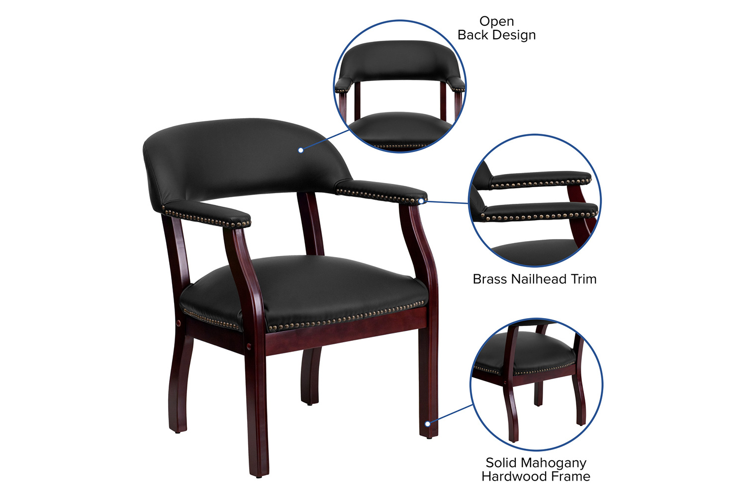 BLNK™ Diamond LeatherSoft Conference Chair with Accent Nail Trim - Black