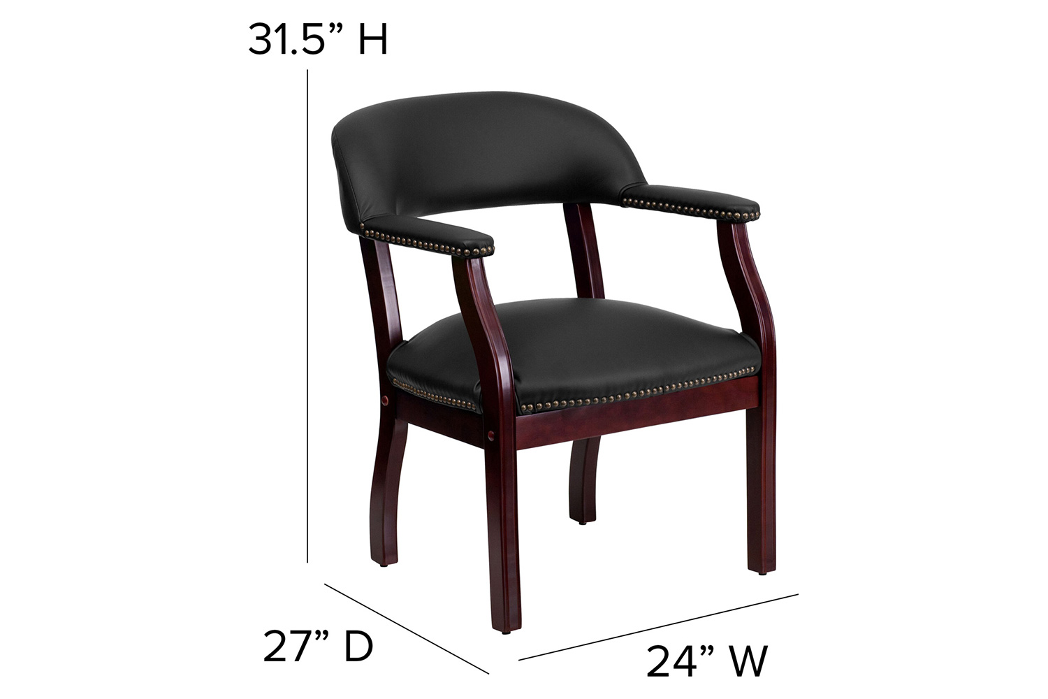 BLNK™ Diamond LeatherSoft Conference Chair with Accent Nail Trim - Black