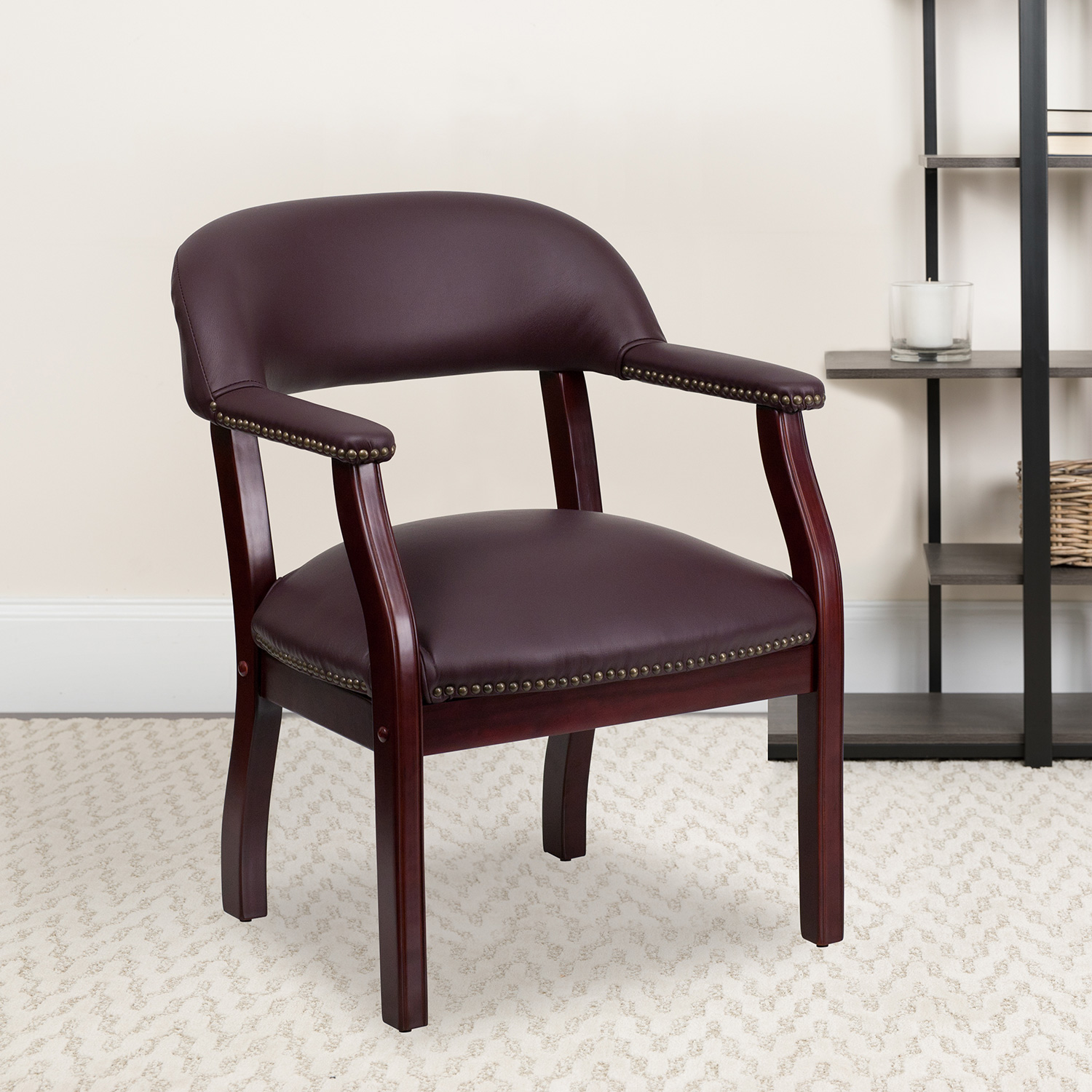 BLNK Diamond LeatherSoft Conference Chair with Accent Nail Trim