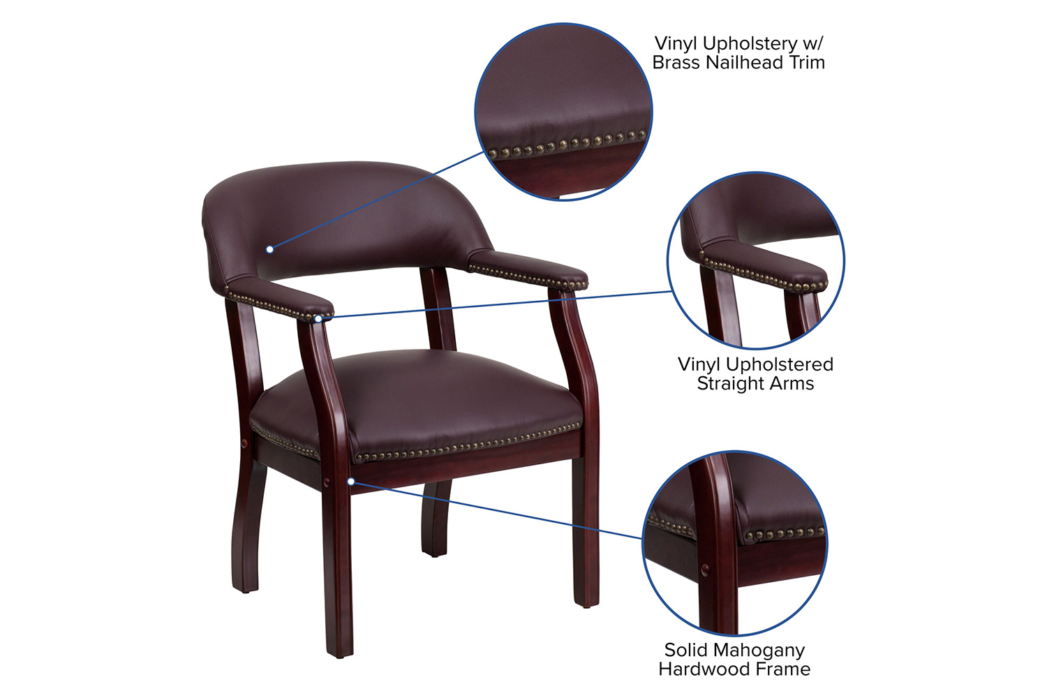 BLNK™ Diamond LeatherSoft Conference Chair with Accent Nail Trim - Burgundy