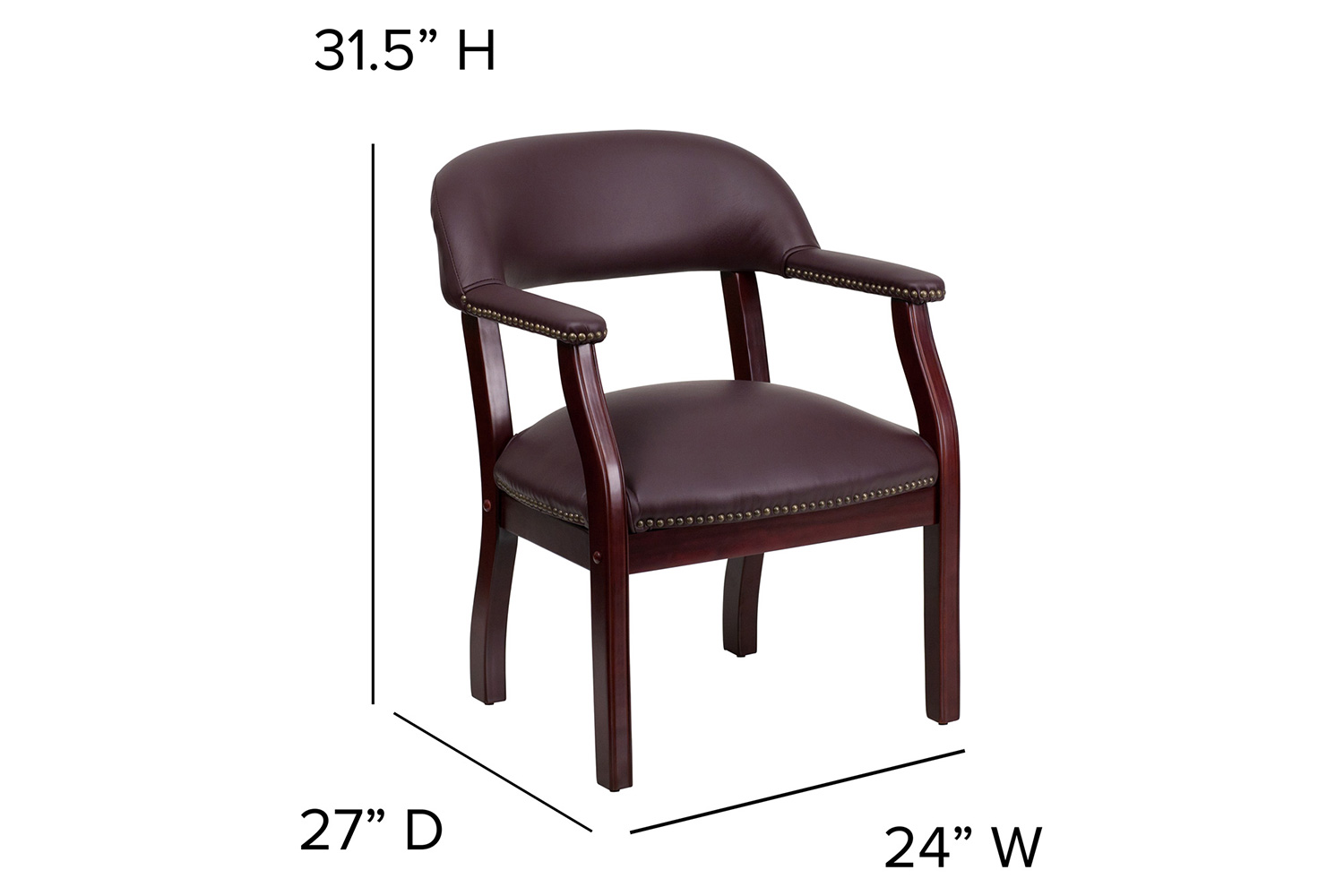 BLNK™ Diamond LeatherSoft Conference Chair with Accent Nail Trim - Burgundy