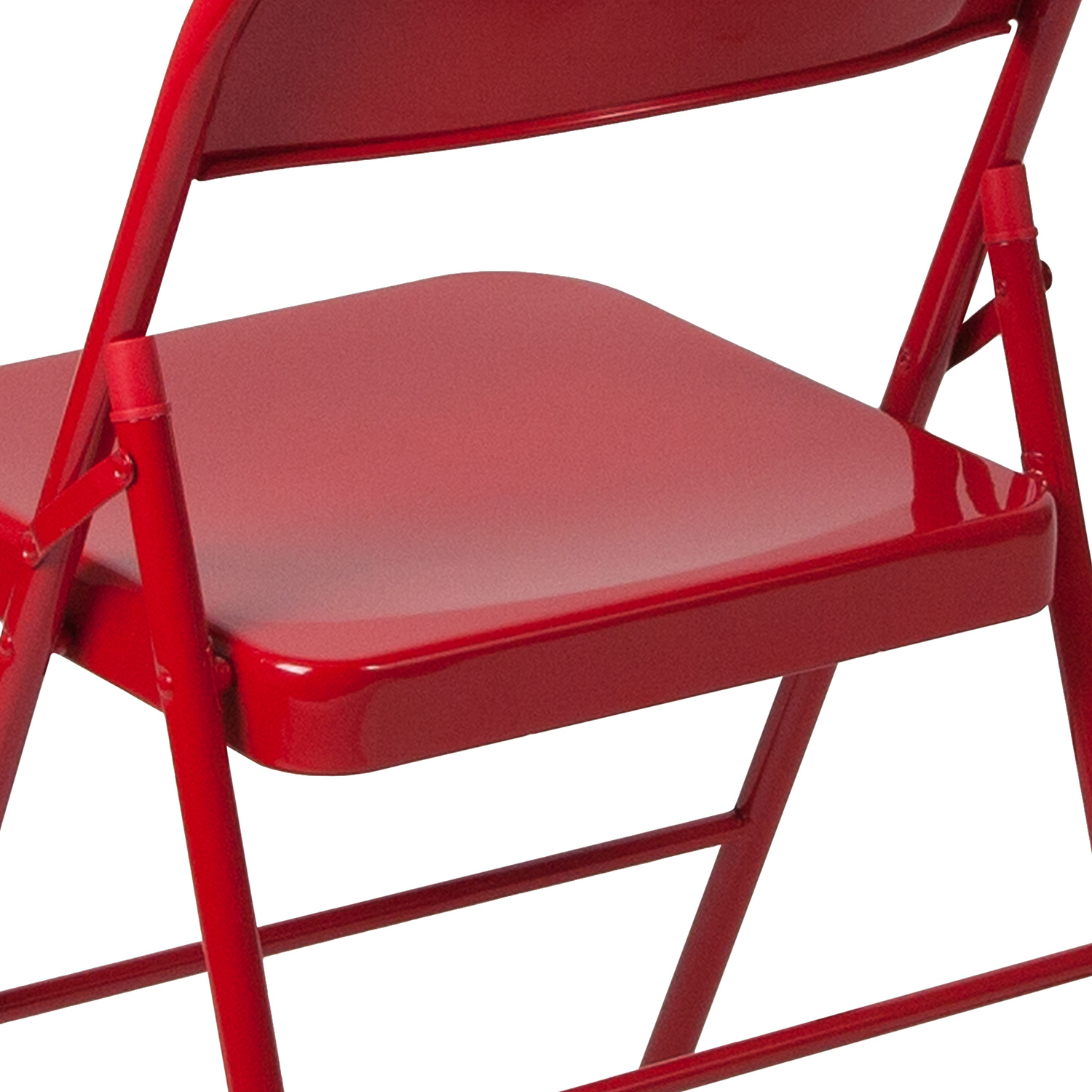 BLNK HERCULES Series Double Braced Metal Folding Chair - Red