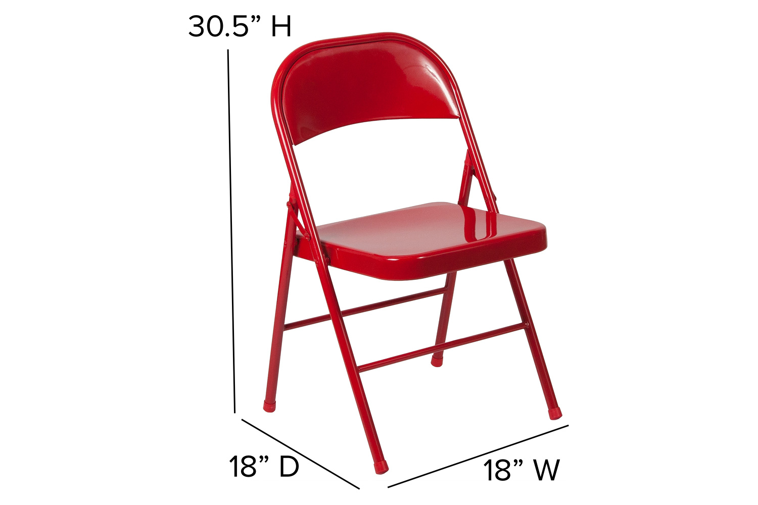 BLNK HERCULES Series Double Braced Metal Folding Chair - Red