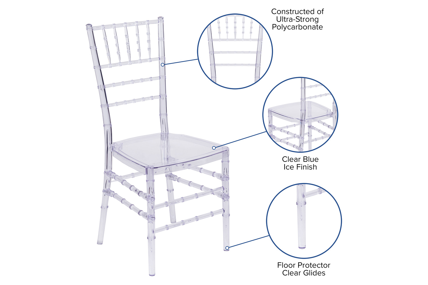 BLNK™ Flash Elegance Chiavari Stacking Chair - Crystal Ice Blue