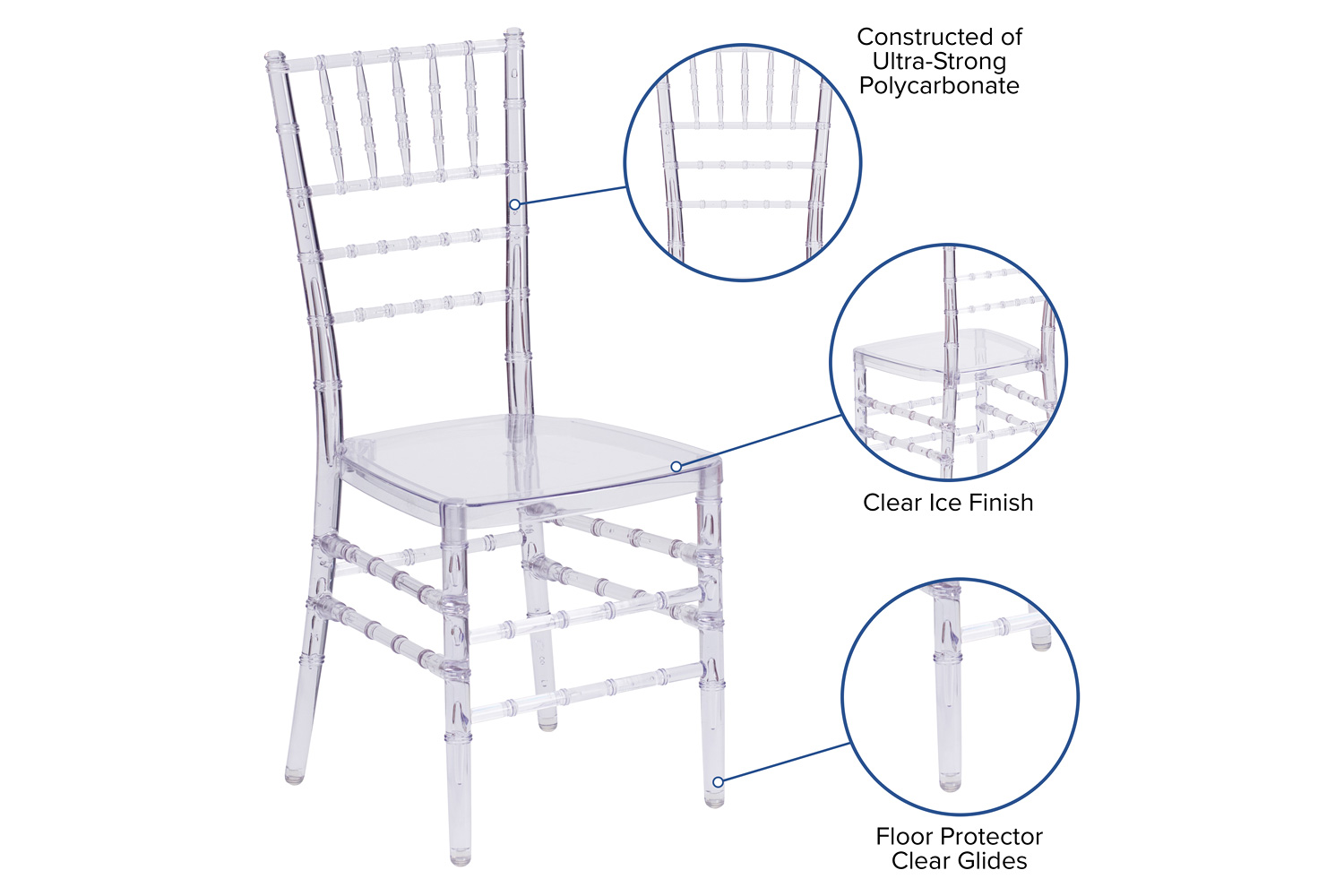 BLNK™ Flash Elegance Chiavari Stacking Chair - Crystal Ice