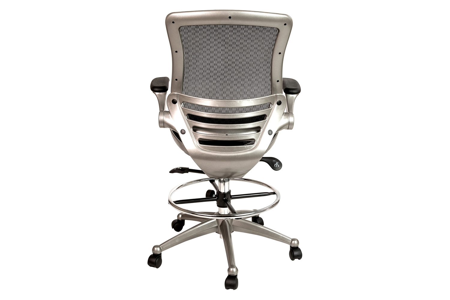 BLNK Waylon Mid-Back Mesh Drafting Chair with Flip-Up Arms - Graphite Silver Frame