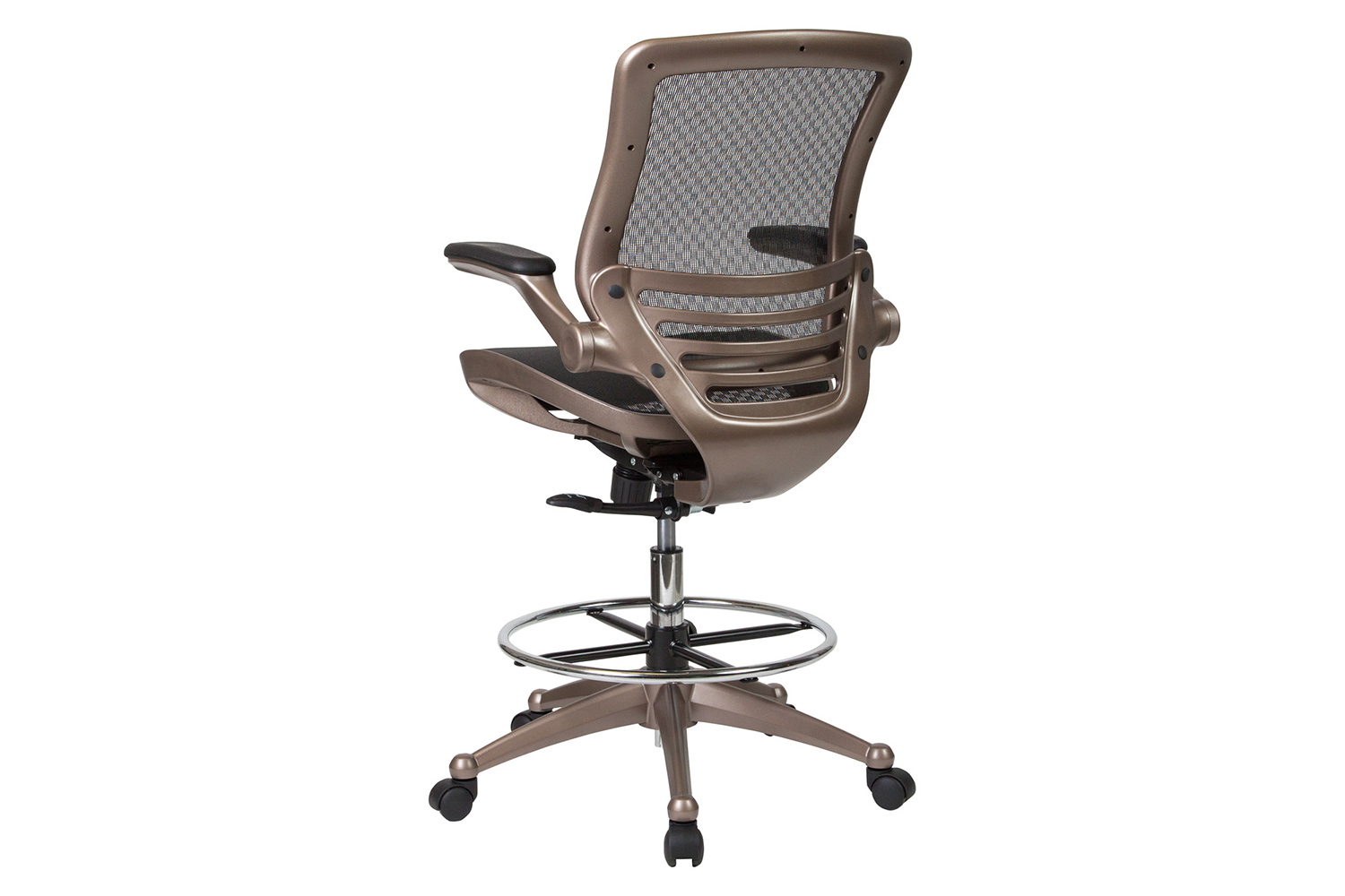 BLNK Waylon Mid-Back Mesh Drafting Chair with Flip-Up Arms - Melrose Gold Frame