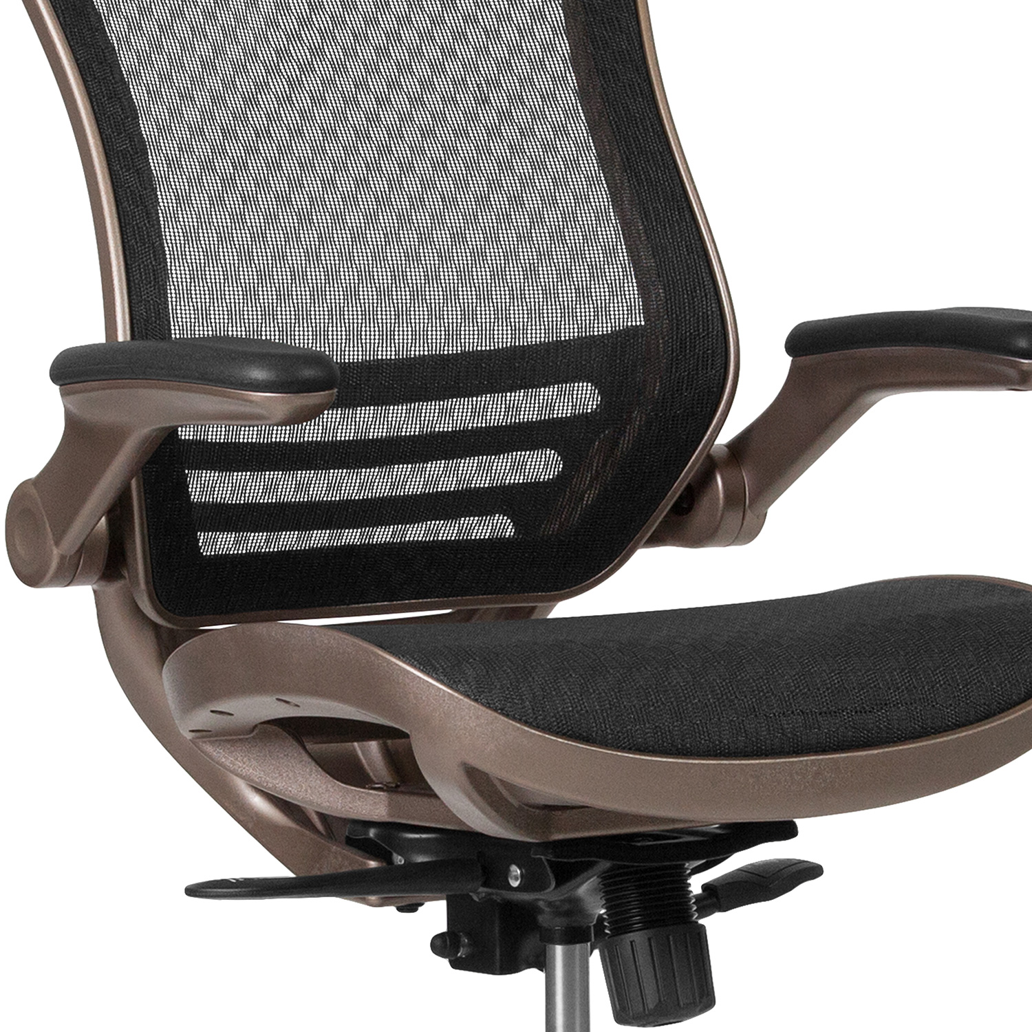 BLNK Waylon Mid-Back Mesh Drafting Chair with Flip-Up Arms - Melrose Gold Frame