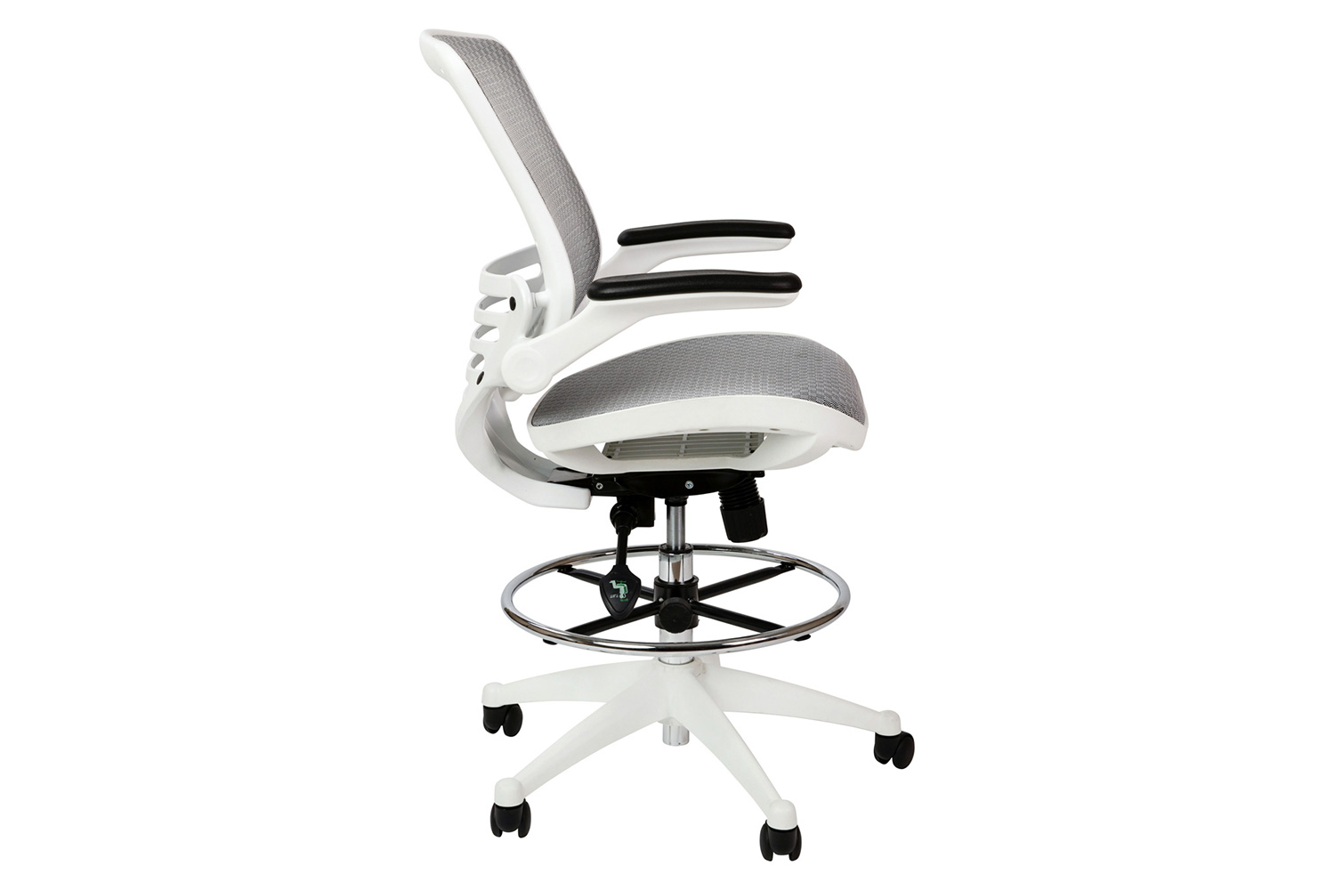 BLNK Waylon Mid-Back Mesh Drafting Chair with Flip-Up Arms - White Frame