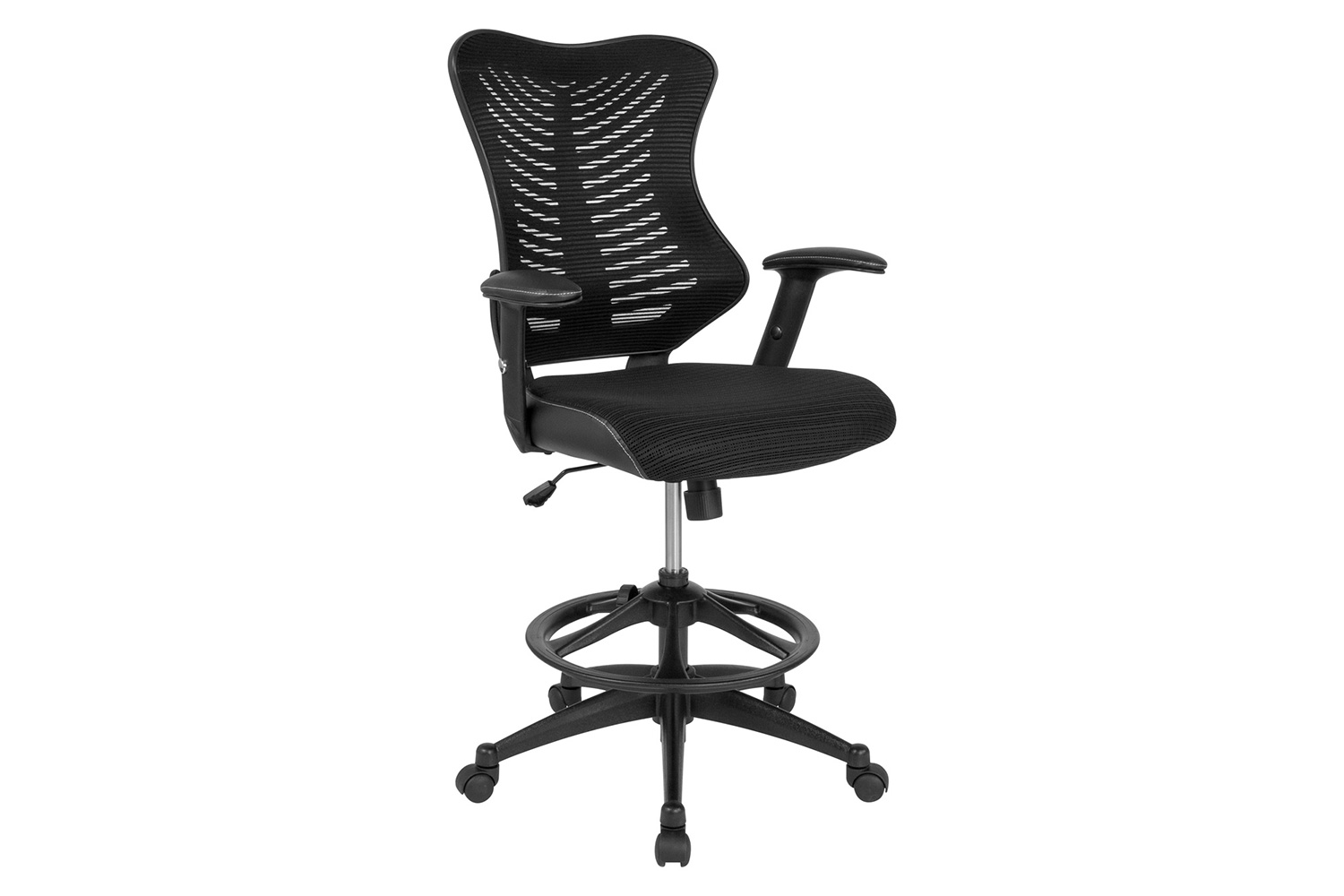 BLNK - Waylon Waylon High-Back Designer Mesh Drafting Chair with Sides and Adjustable Arms