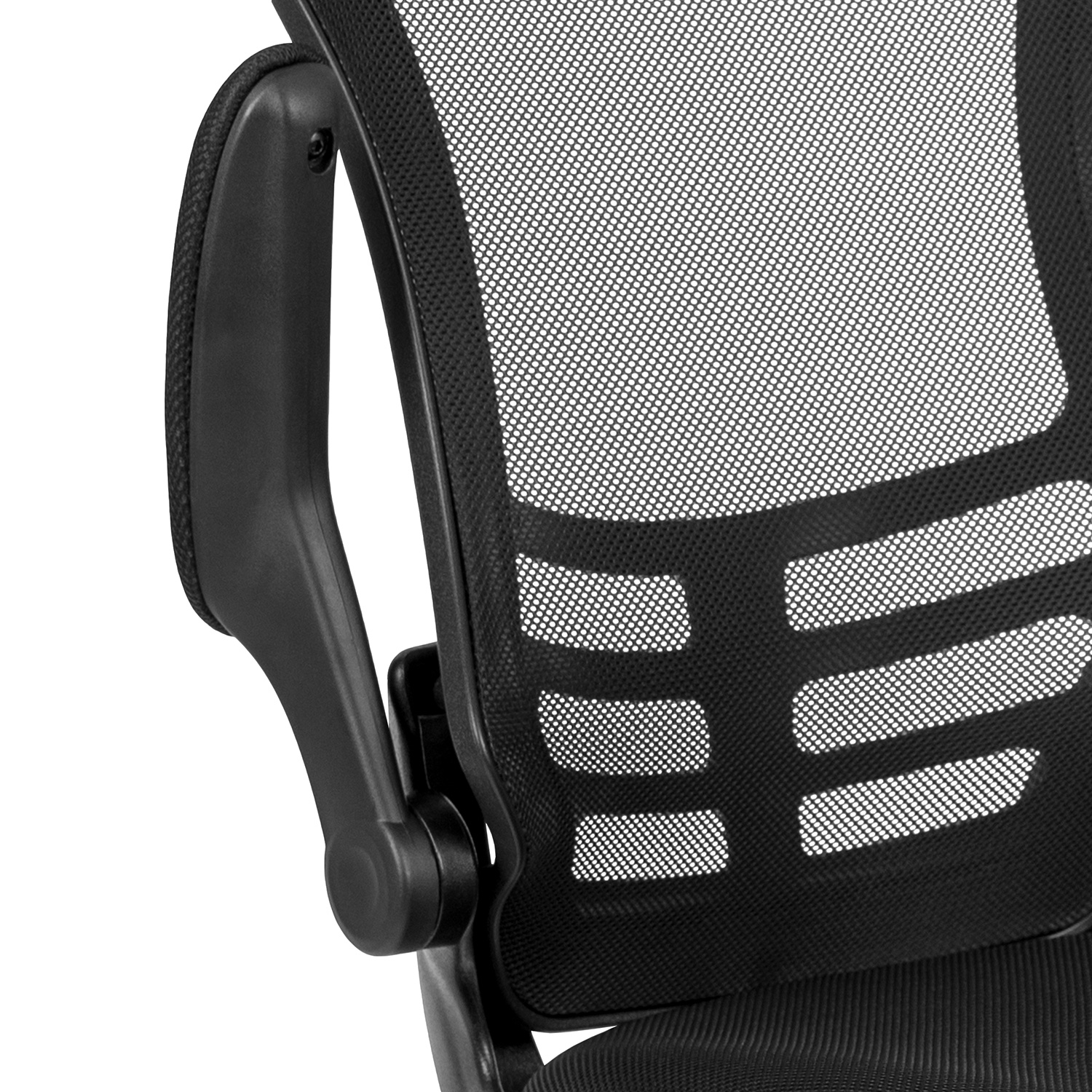 BLNK Kelista Black Mesh Sled Base Side Reception Chair with Flip-Up Arms - Mesh