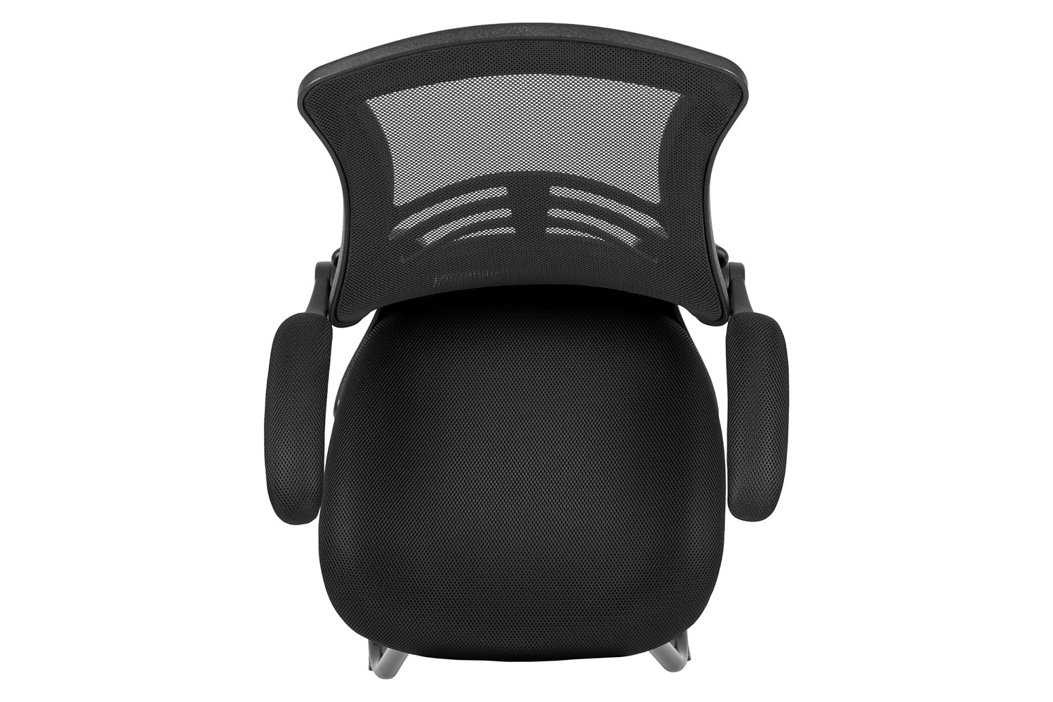 BLNK Kelista Black Mesh Sled Base Side Reception Chair with Flip-Up Arms - Mesh