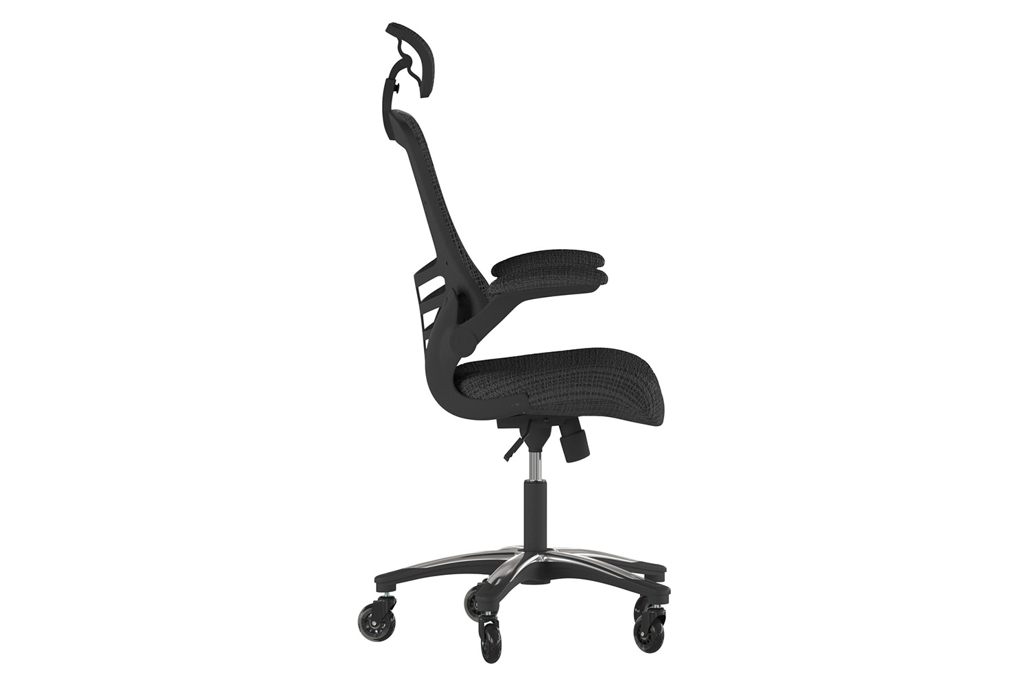 BLNK - Kelista High-Back Mesh Swivel Ergonomic Executive Office Chair with Flip-Up Arms and Transparent Roller Wheels